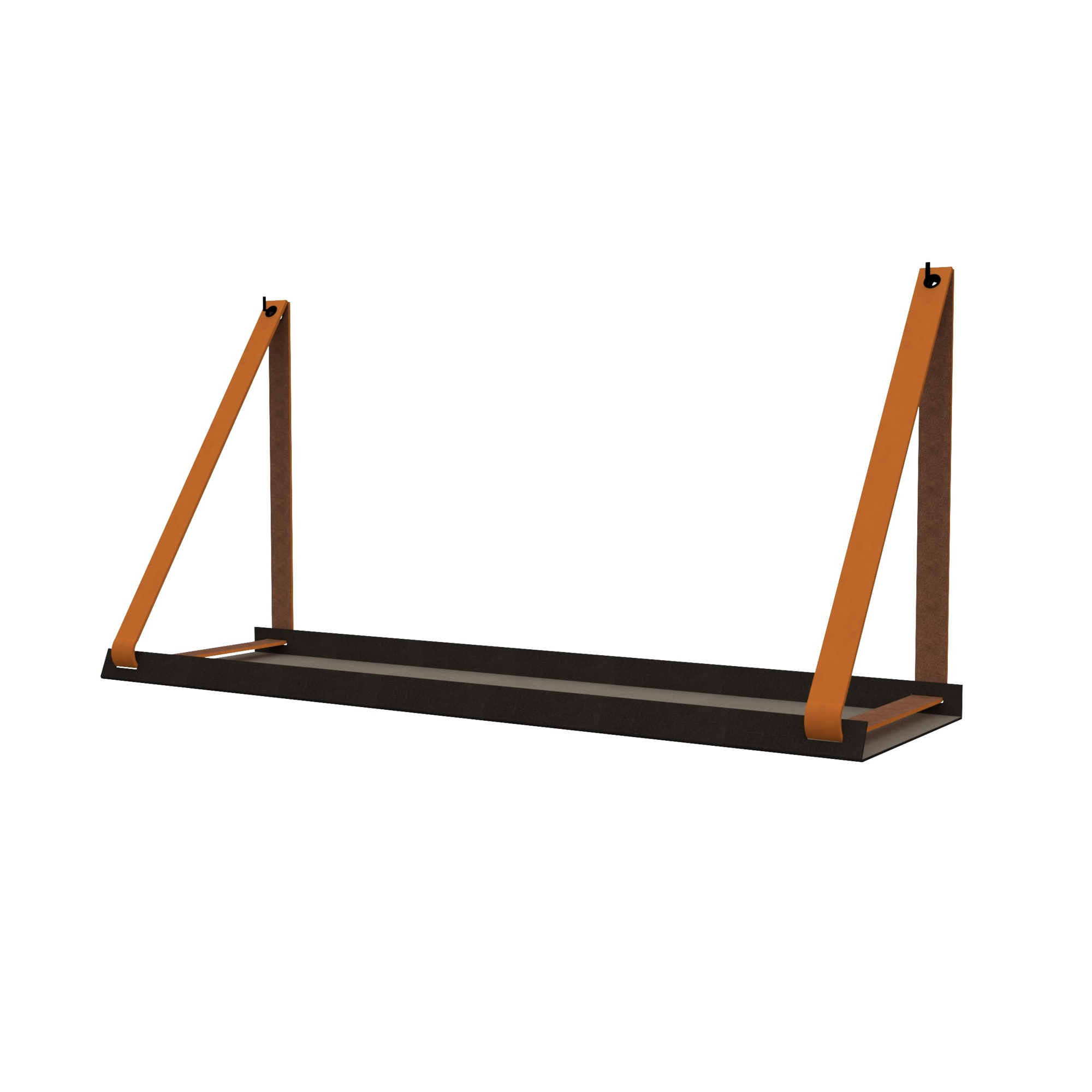 Stalen wandplank 70x20cm - incl. leren plankdragers