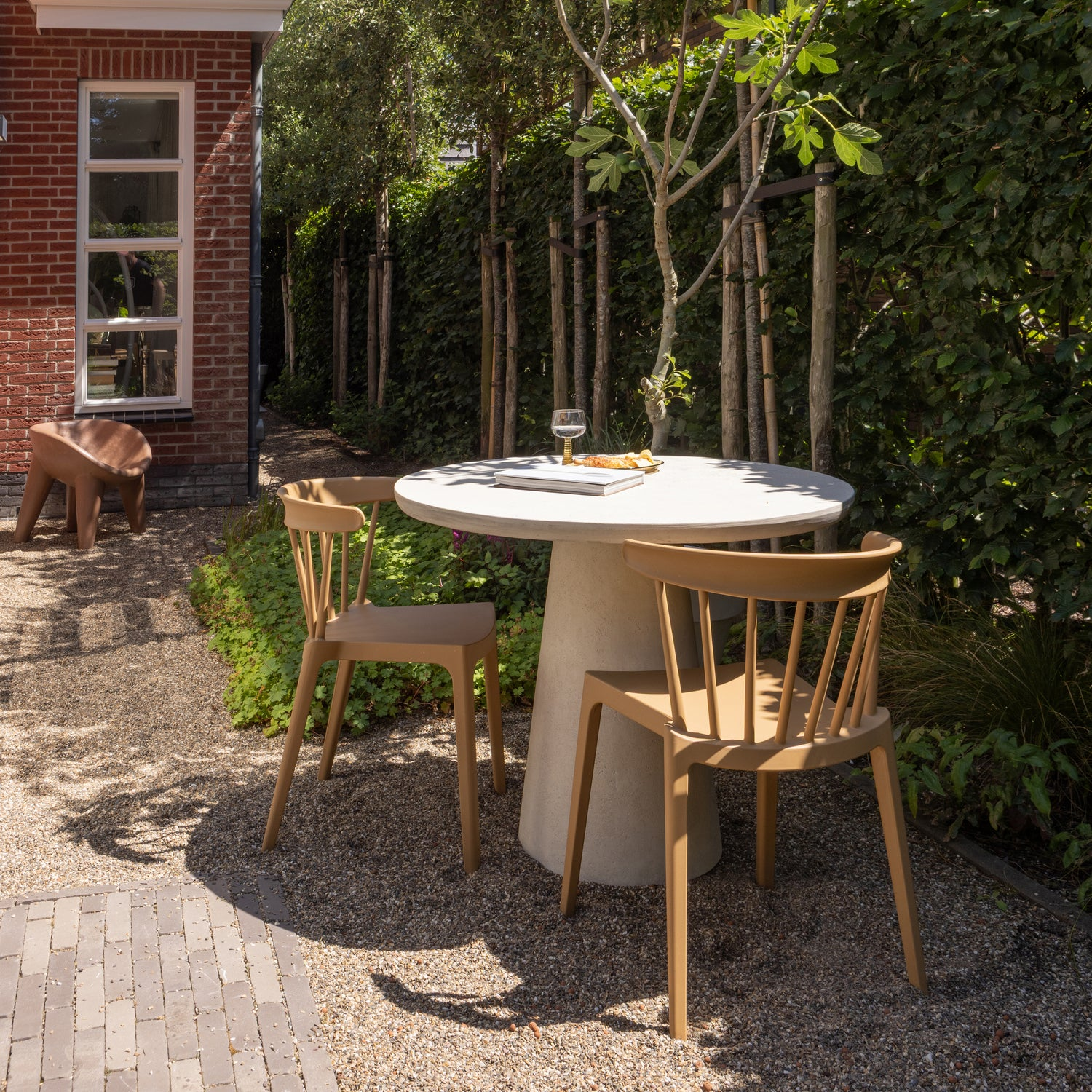 Bliss tuinstoel met spijlen kunststof paars/bruin