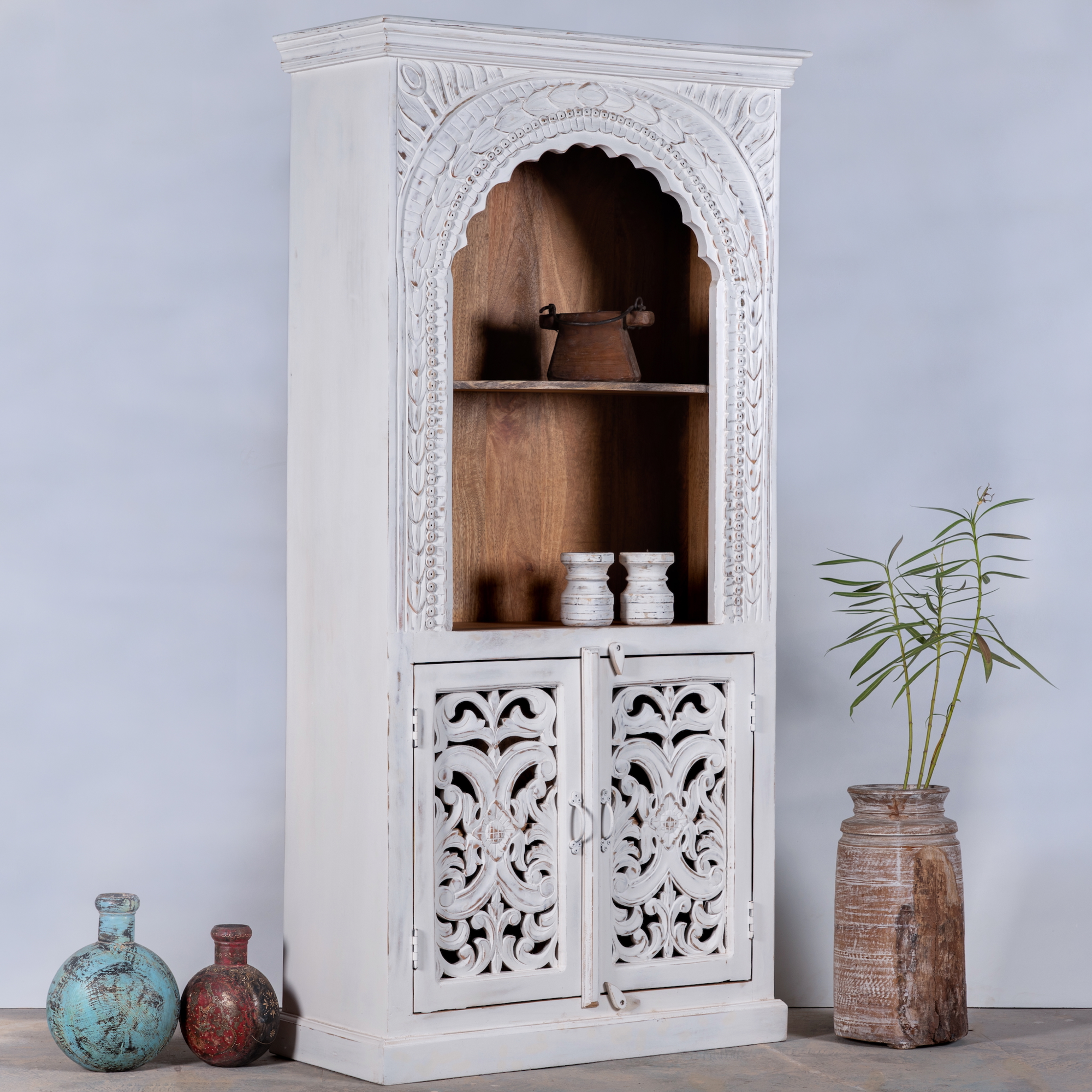 Liya - Witgewassen Houten Kast Mangohout 