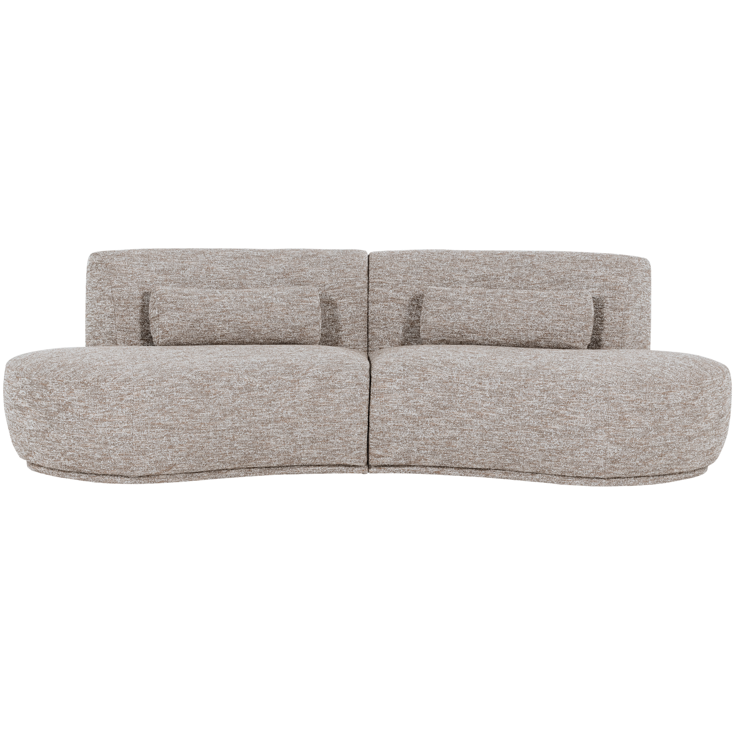 Batavier half ronde bank 4-zits velvet lichtbruin melange