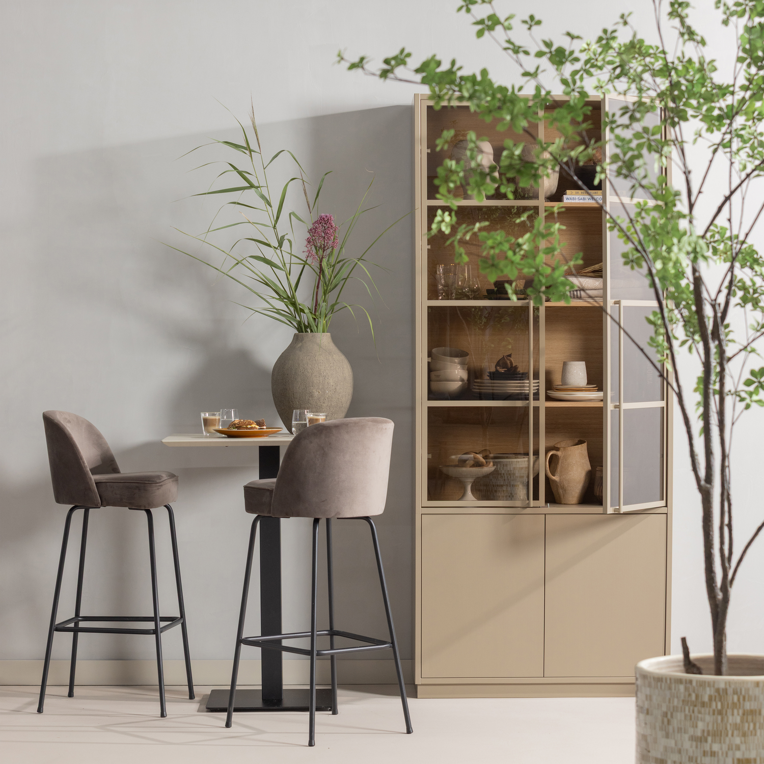 Vogue barstoel 80 cm boucle beige
