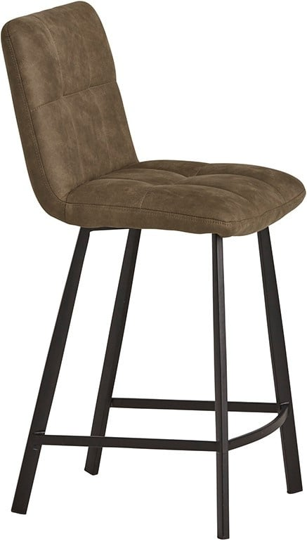 Industriële barkruk bolero – cowboy stof olive met zwart frame - set van 2