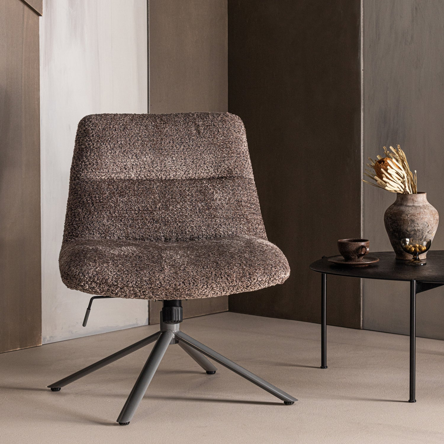 Soren verstelbare draaifauteuil wollig grijs