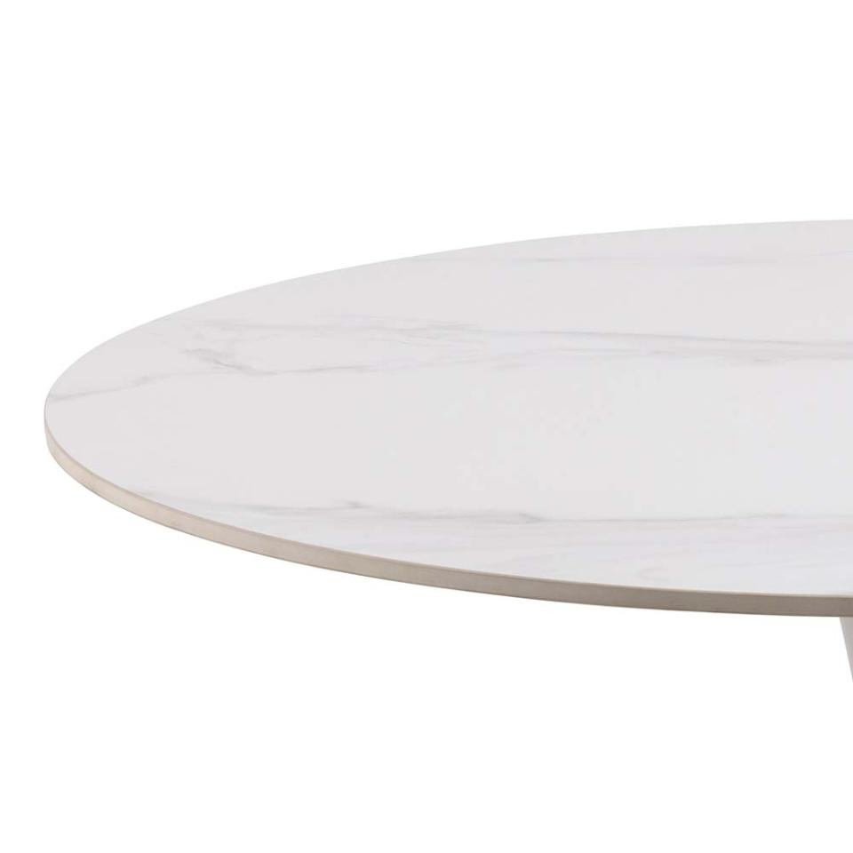 Marly ronde eettafel keramiek wit - Ø90x75 cm