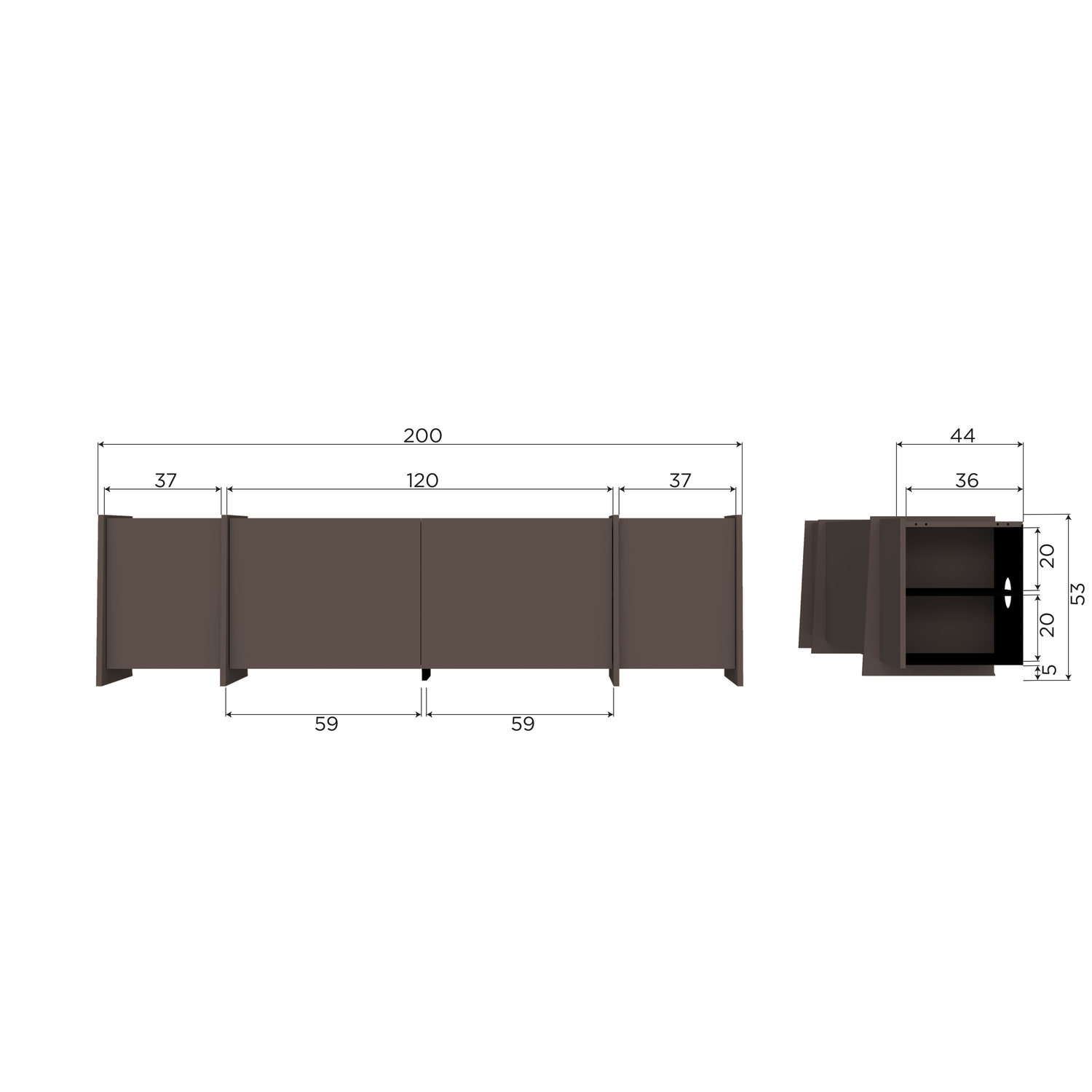 Brock tv meubel 200 cm essen fineer middenbruin [fsc]