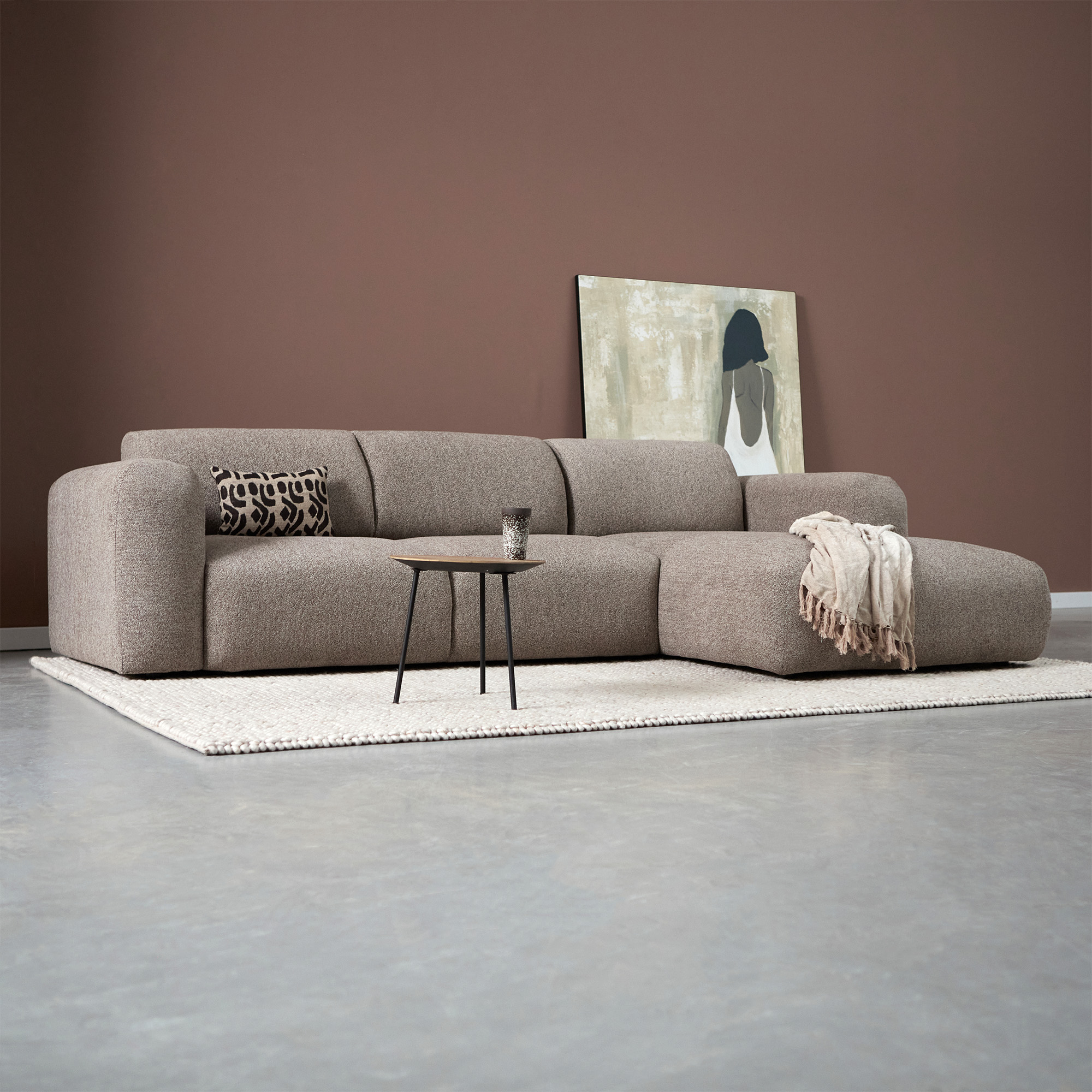 Riva Hoekbank Bruin, Chaise Longue