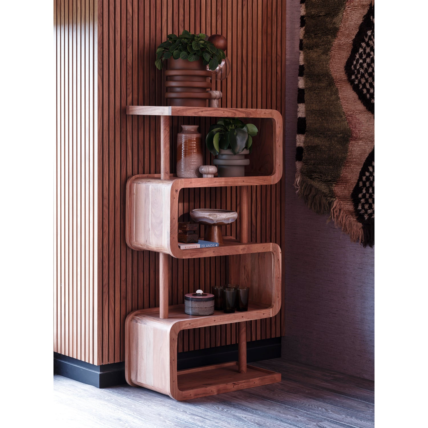 Rattle open kast hout naturel