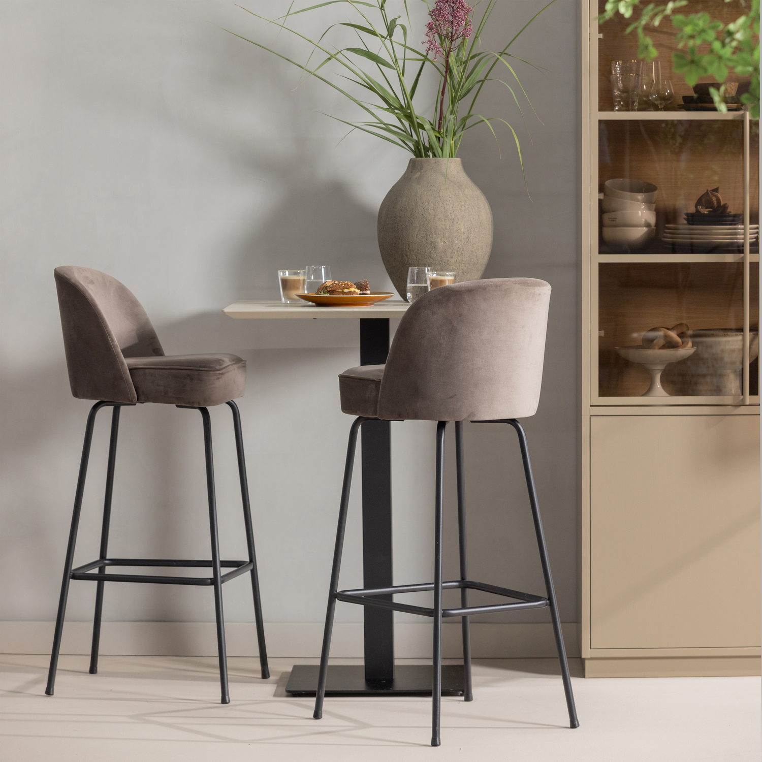 Bistro vierkante bartafel poot metaal dakargrau 105x50x50 cm