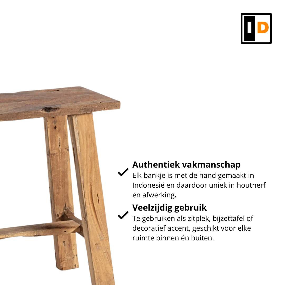 Teakhouten krukjes naturel