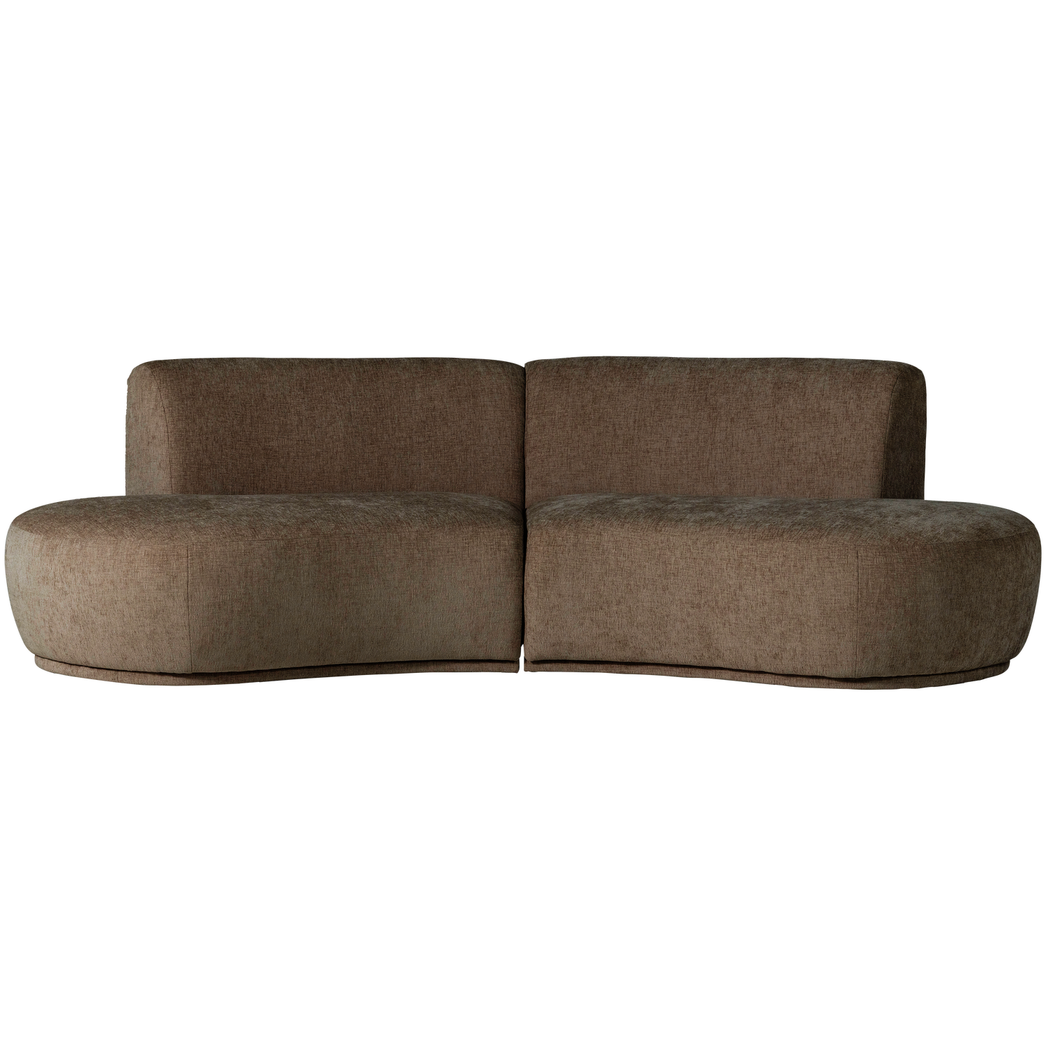Batavier half ronde bank 4-zits velvet lichtbruin melange