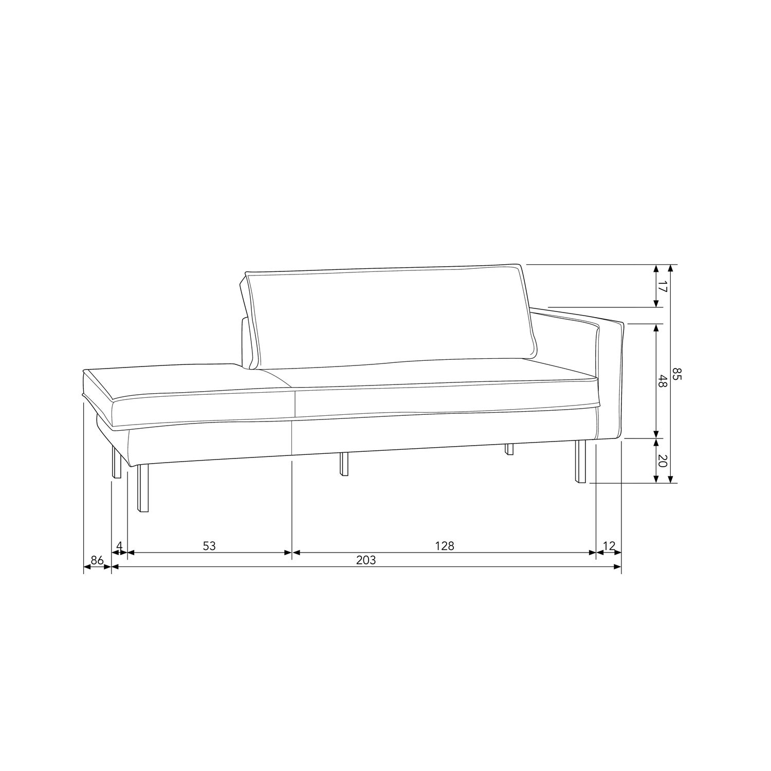 Rodeo daybed rechts ribstof bruin