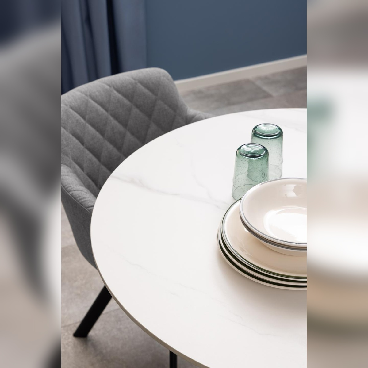 Marly ronde eettafel keramiek wit - Ø90x75 cm