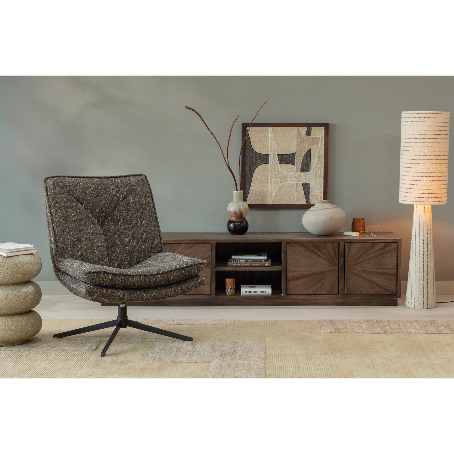 Milaro draaifauteuil naturel melange