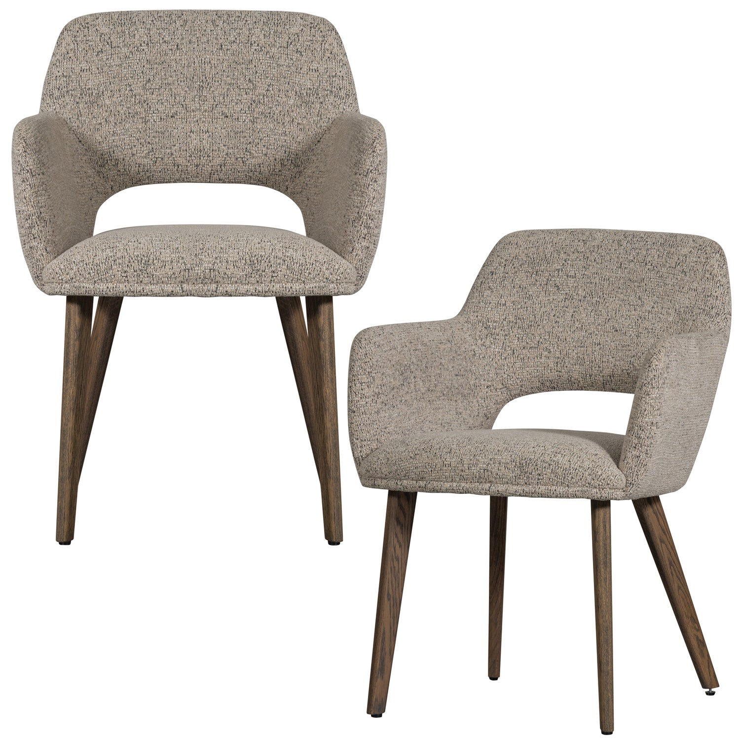 Murat eetkamerstoel taupe met houten poot naturel