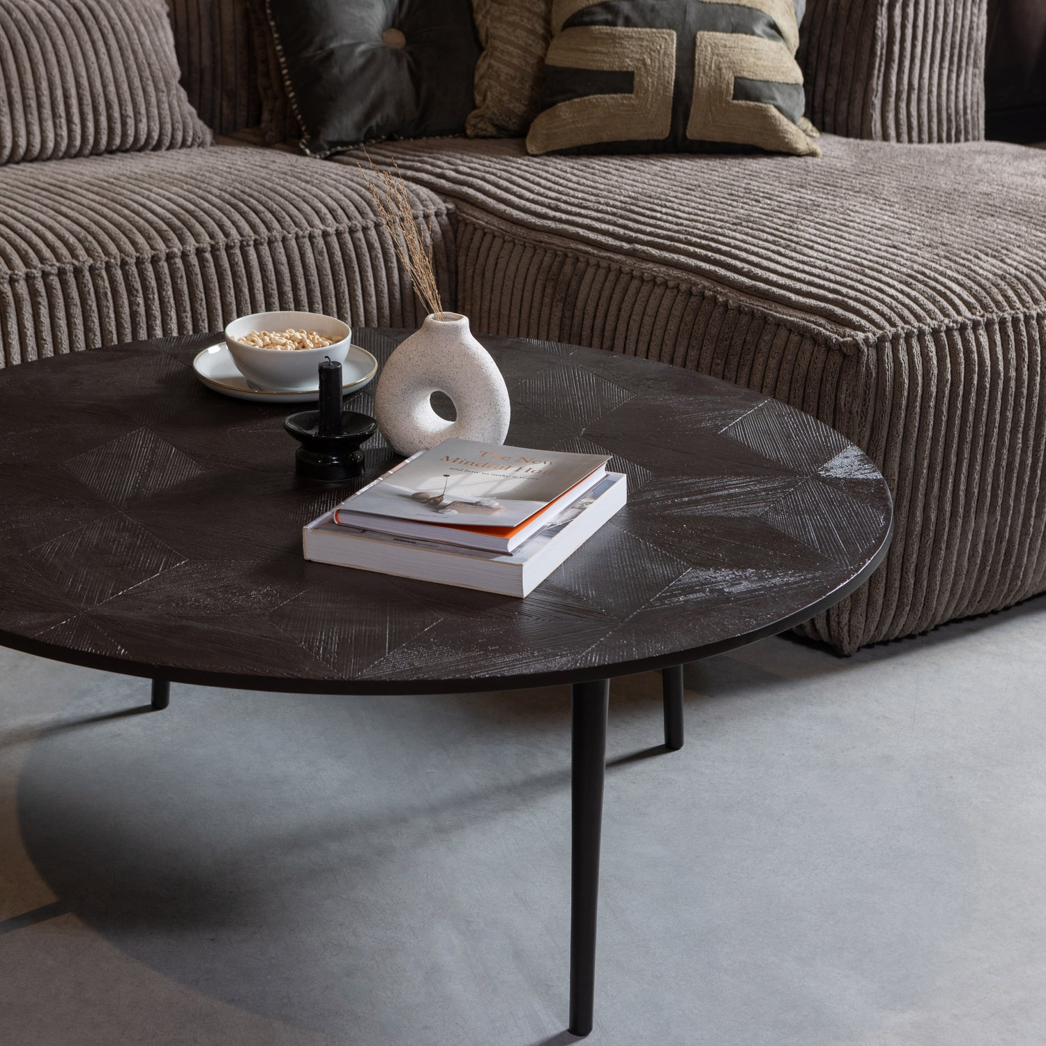 Bean hoekbank rechts chenille velvet taupe