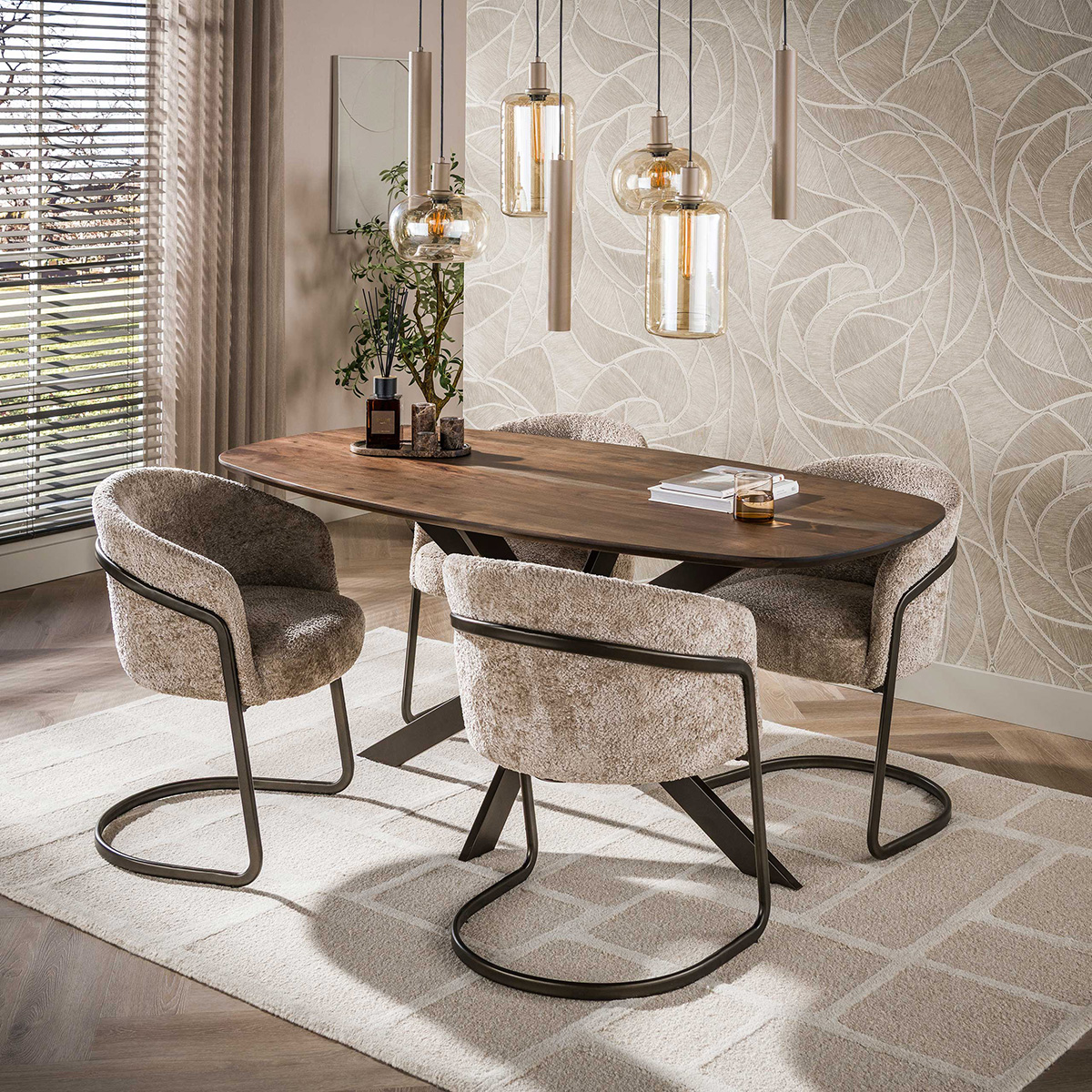 Eetkamertafel Deens Ovaal Kopenhagen Bruin