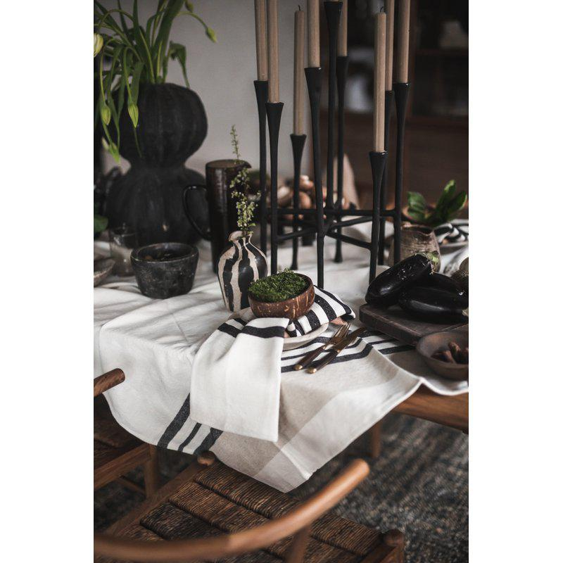 Tafelkleed Visgraat – Gebroken Wit & Zwart 150x250 cm