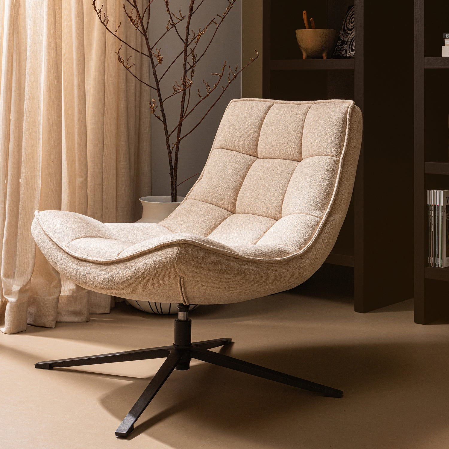 Maudi draaifauteuil chenille structuur groen