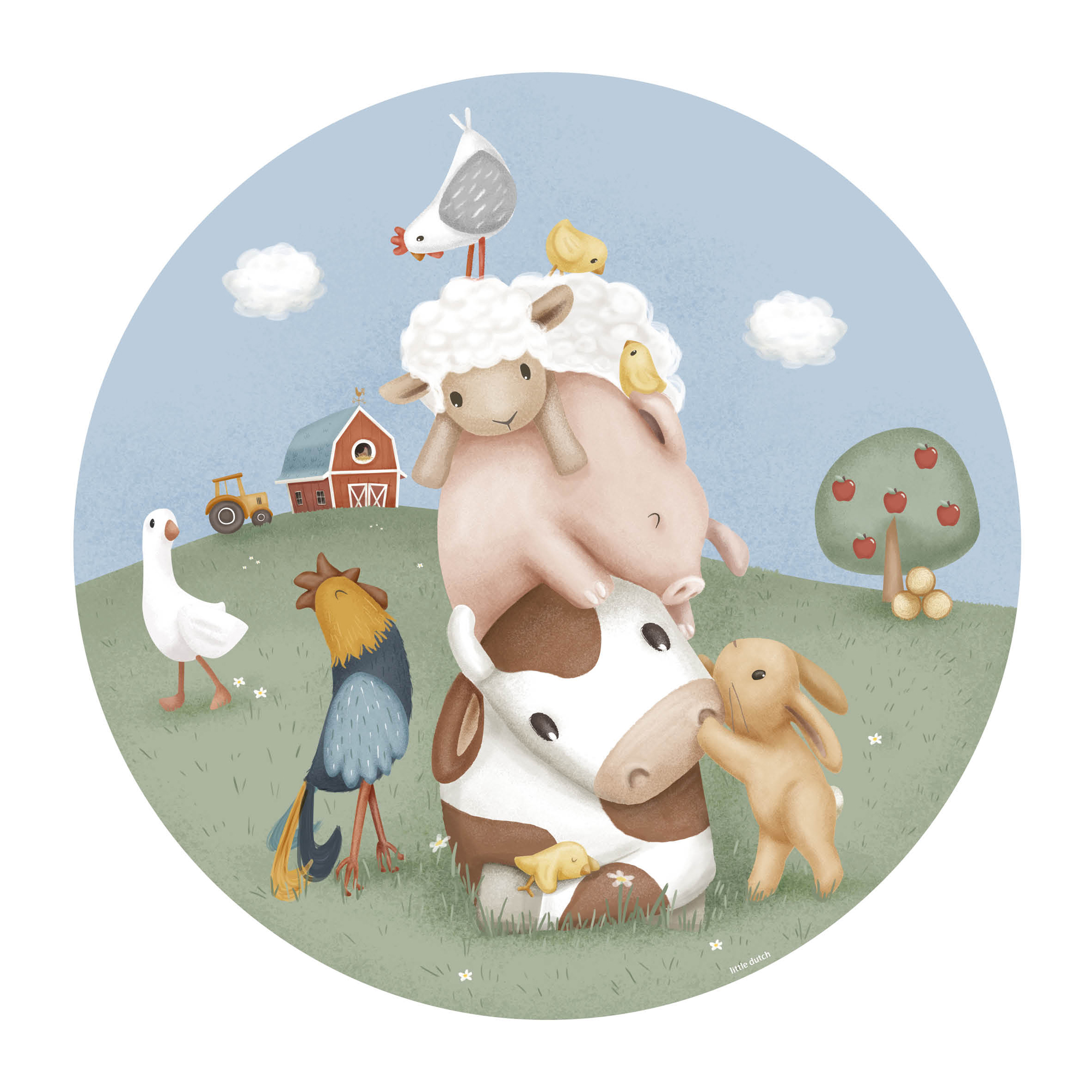 Behangcirkel Little Farm (100 cm)