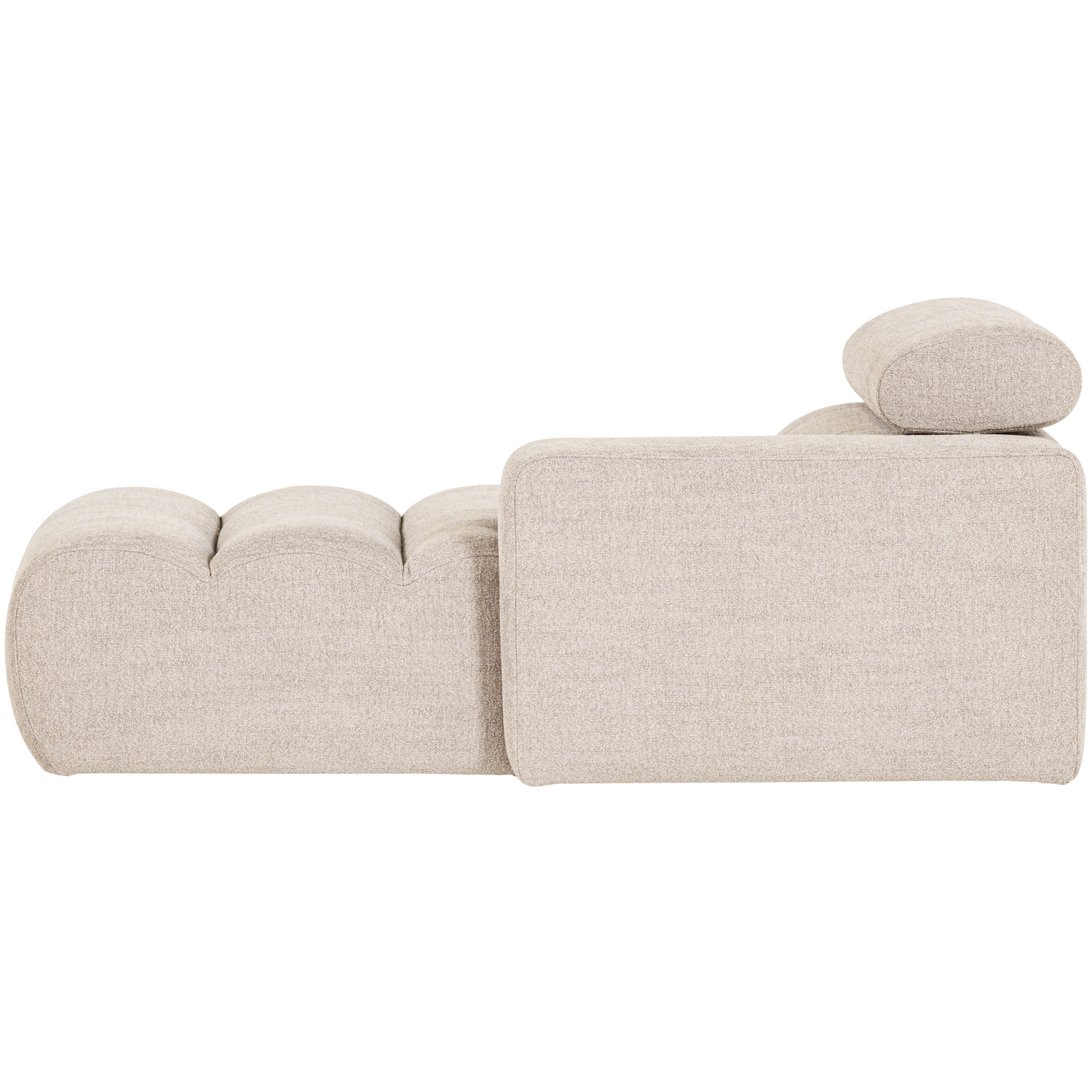 Novi chaise longue element arm rechts boucle karamelbruin