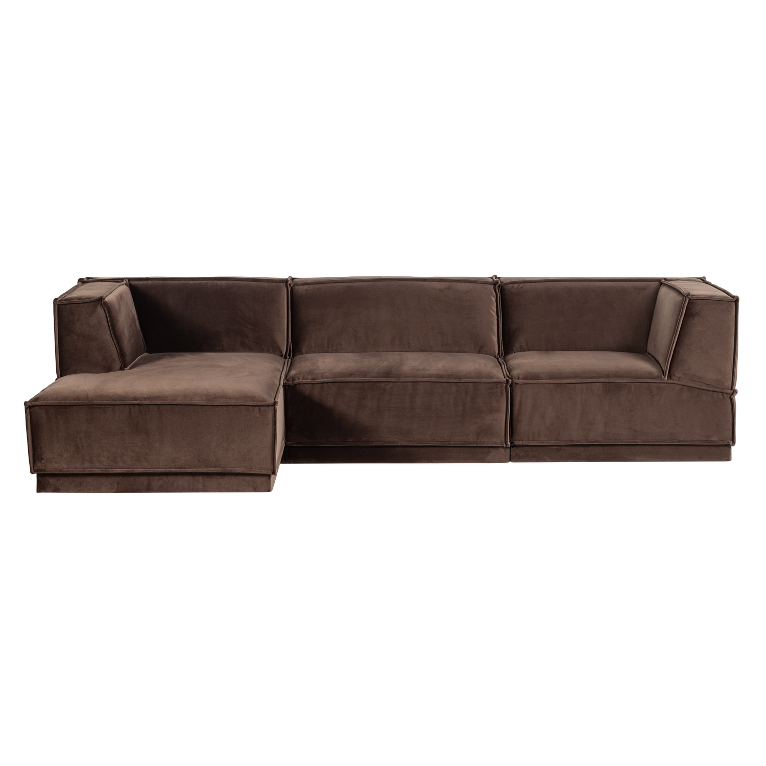 Manu chaise longue bank links velvet bruin [fsc]