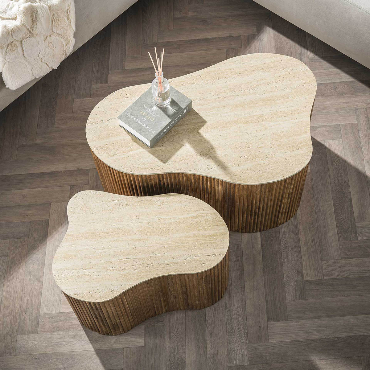 Salontafel Set Limestone Shamrock