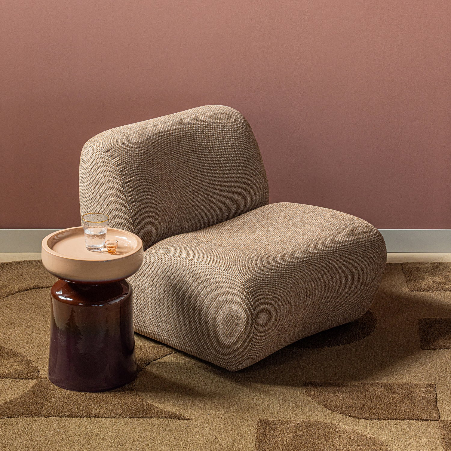Nomu fauteuil grove chenille lichtbruin [fsc]