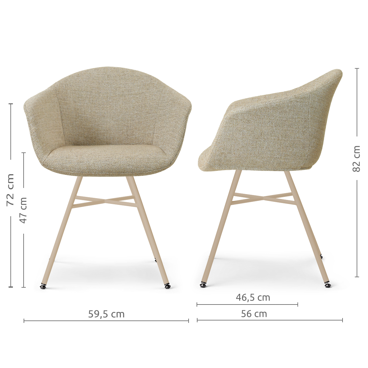 eetkamerstoel Noa-Otis beige onderstel