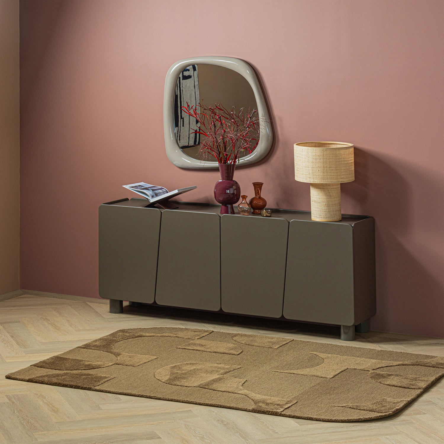 Livo vloerkleed viscose/wol grijs 170x240 cm