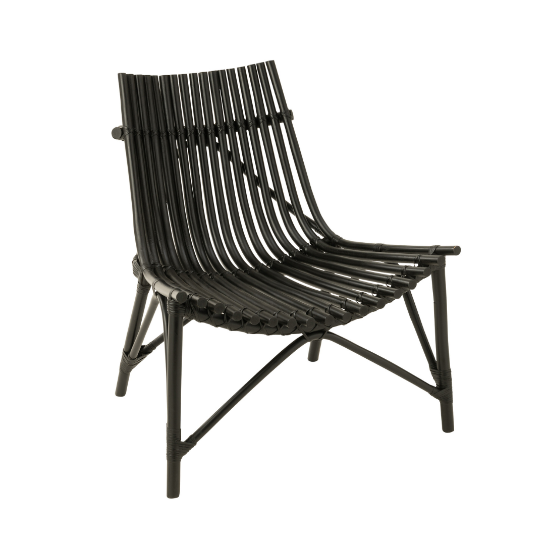 Zwarte loungestoel rotan j-line