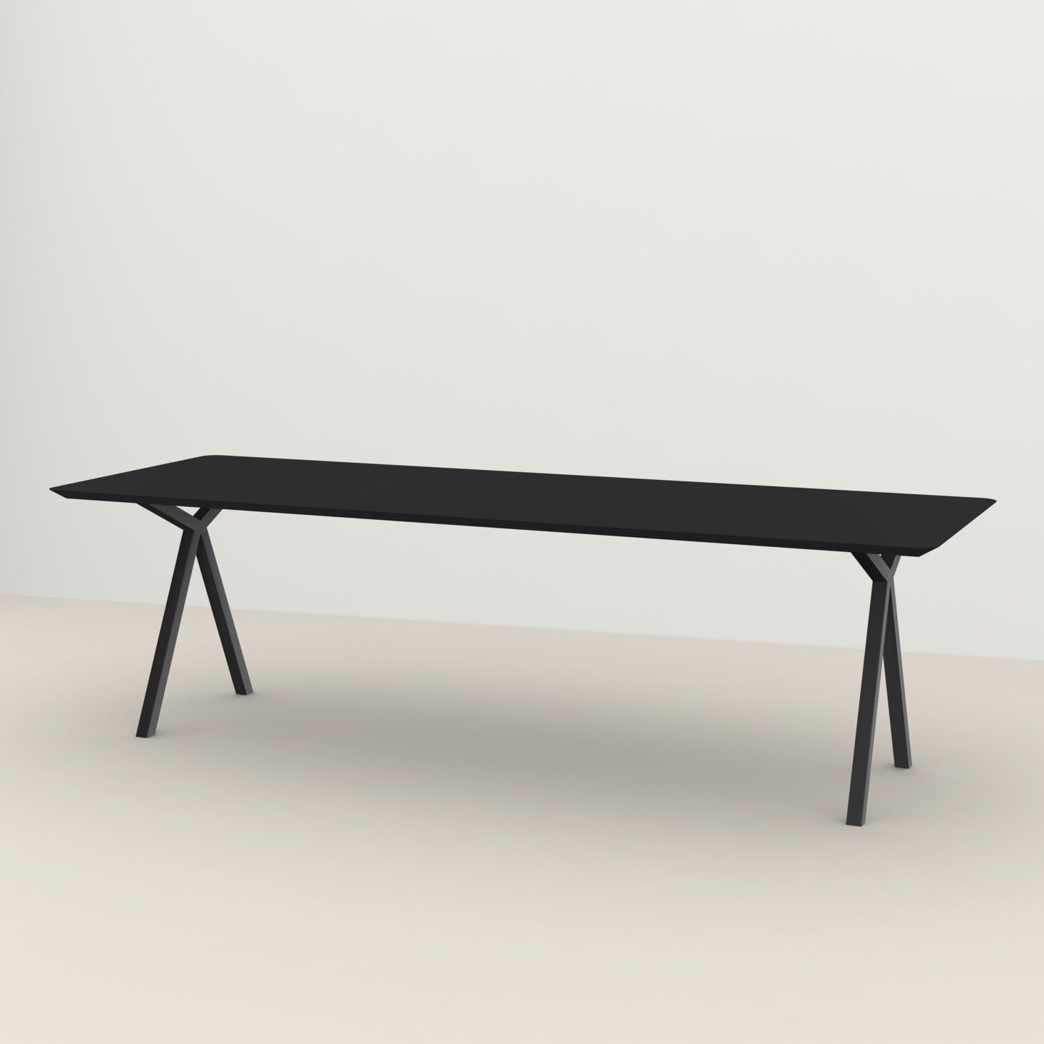 Studio HENK tafel Slim X-type Rechthoekig - zwart frame, HPL Fenix nero ingo