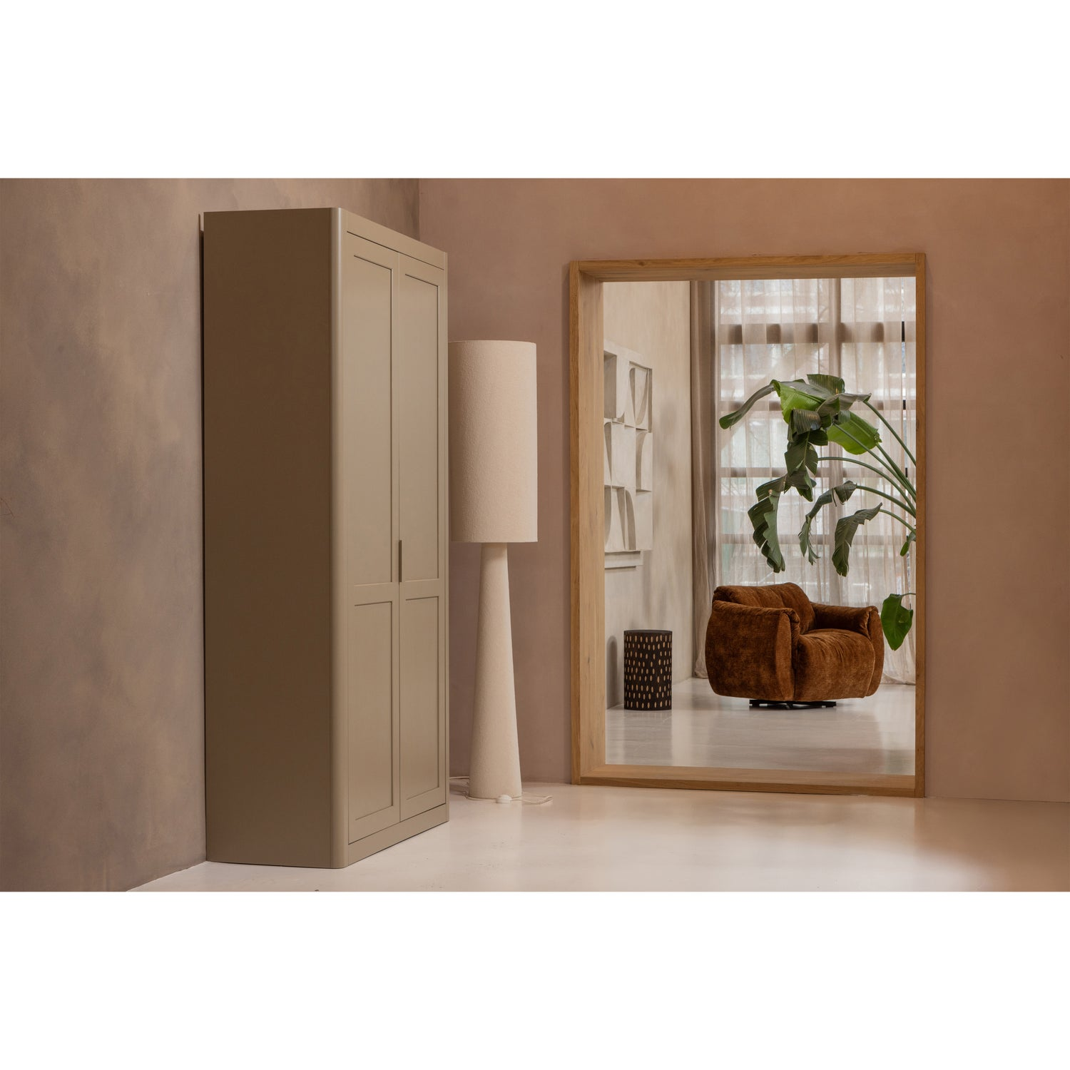 Loft vloerlamp xl metaal/boucle tapenade 187xo35 cm