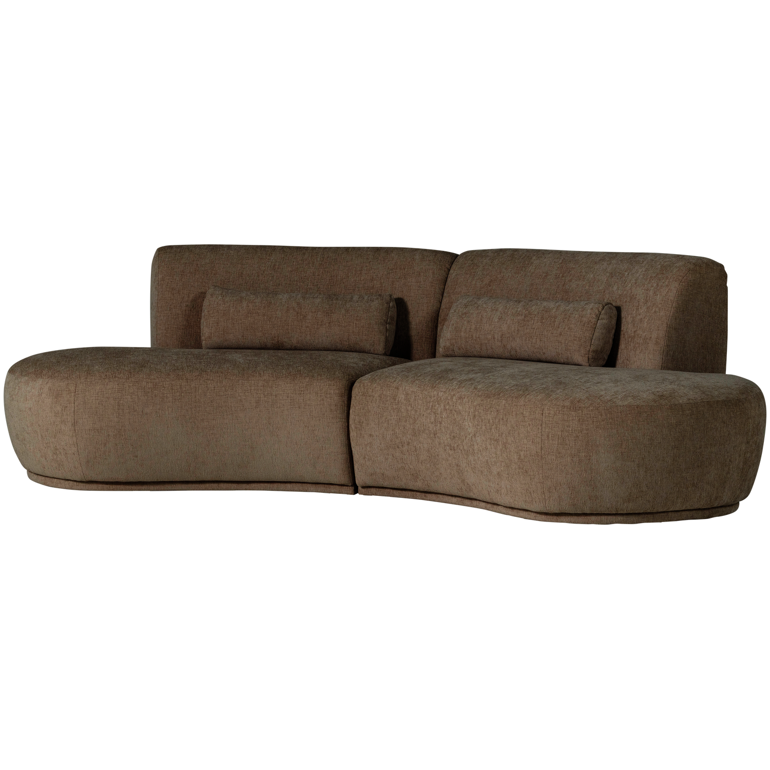Batavier half ronde bank 4-zits velvet lichtbruin melange