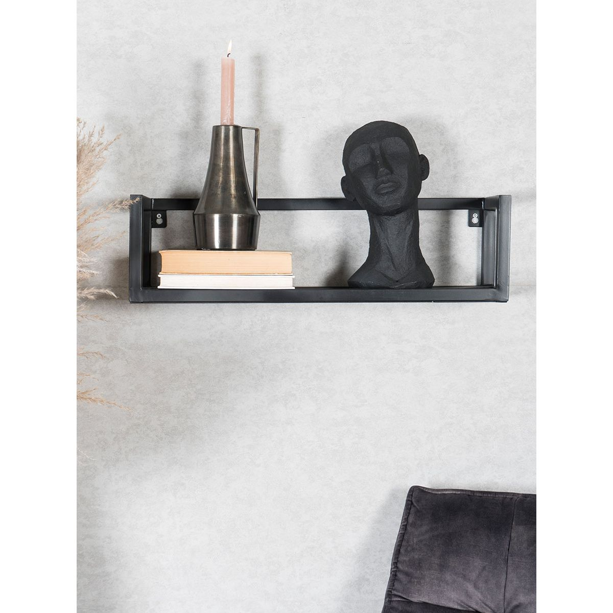 Wandplank Vintage Zwart Mangohout - Set 