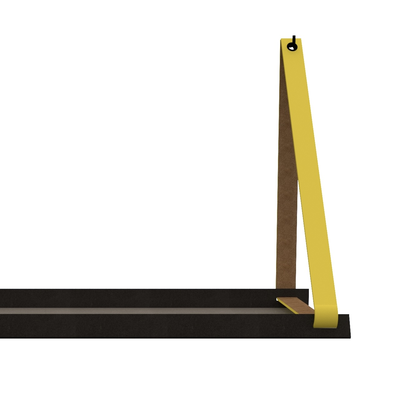 Stalen wandplank 70x20cm - incl. leren plankdragers