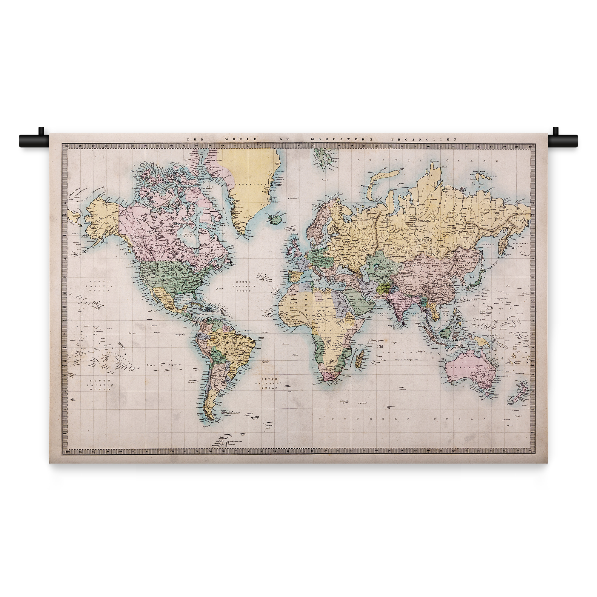 Wandkleed Wereldkaart met landen
