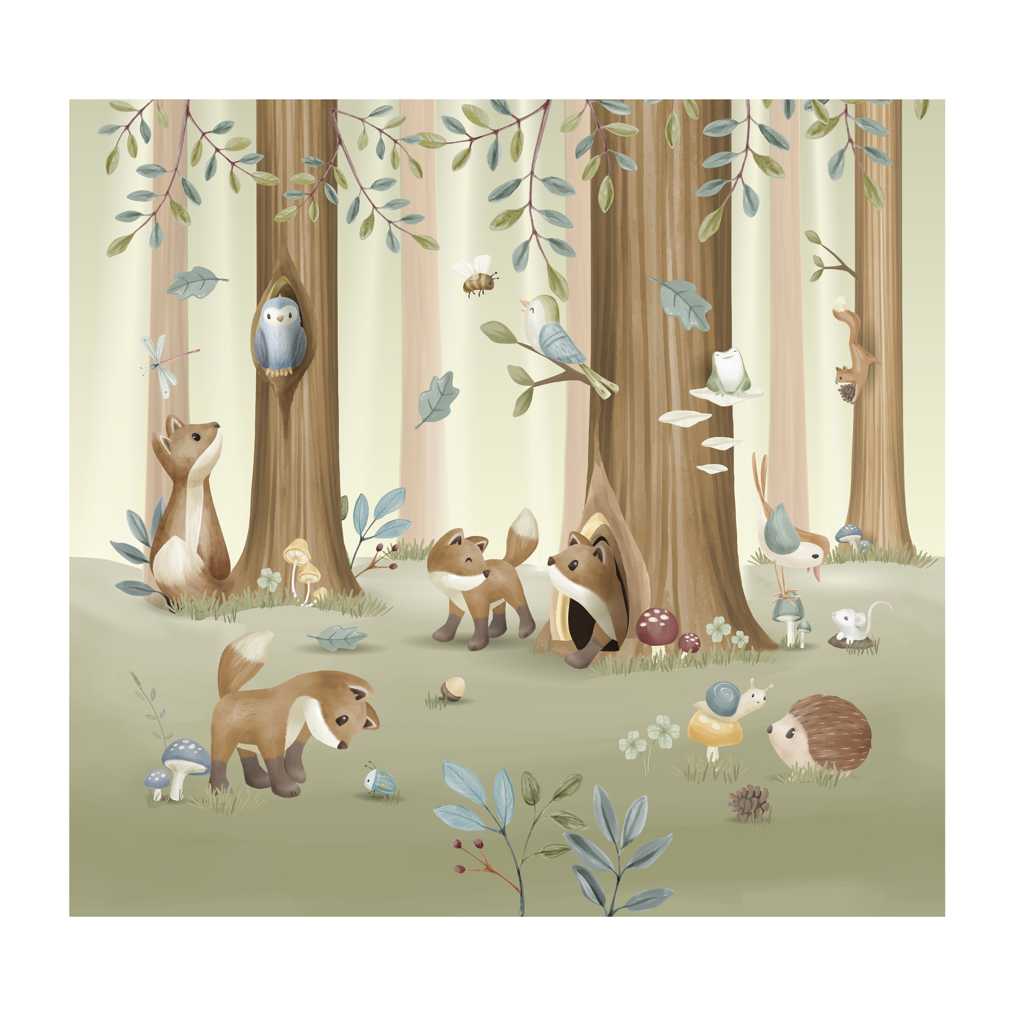 Digitaal behang Forest Friends