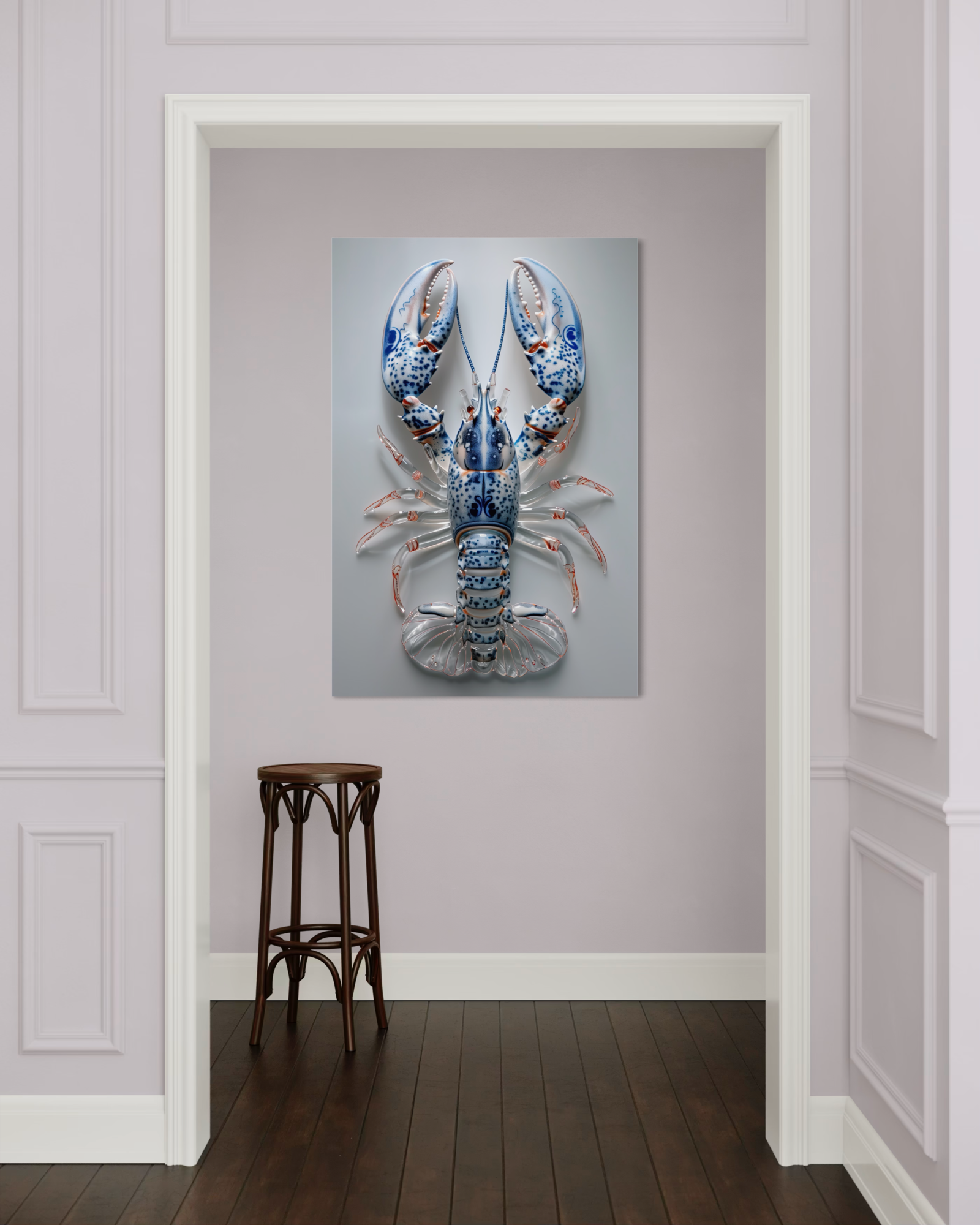 Glazen Lobster Delfts Blauw