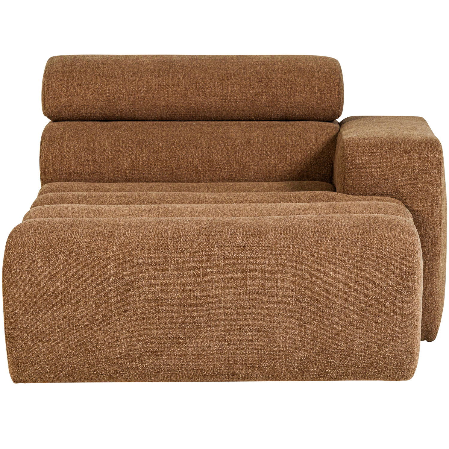 Novi chaise longue element arm rechts boucle karamelbruin