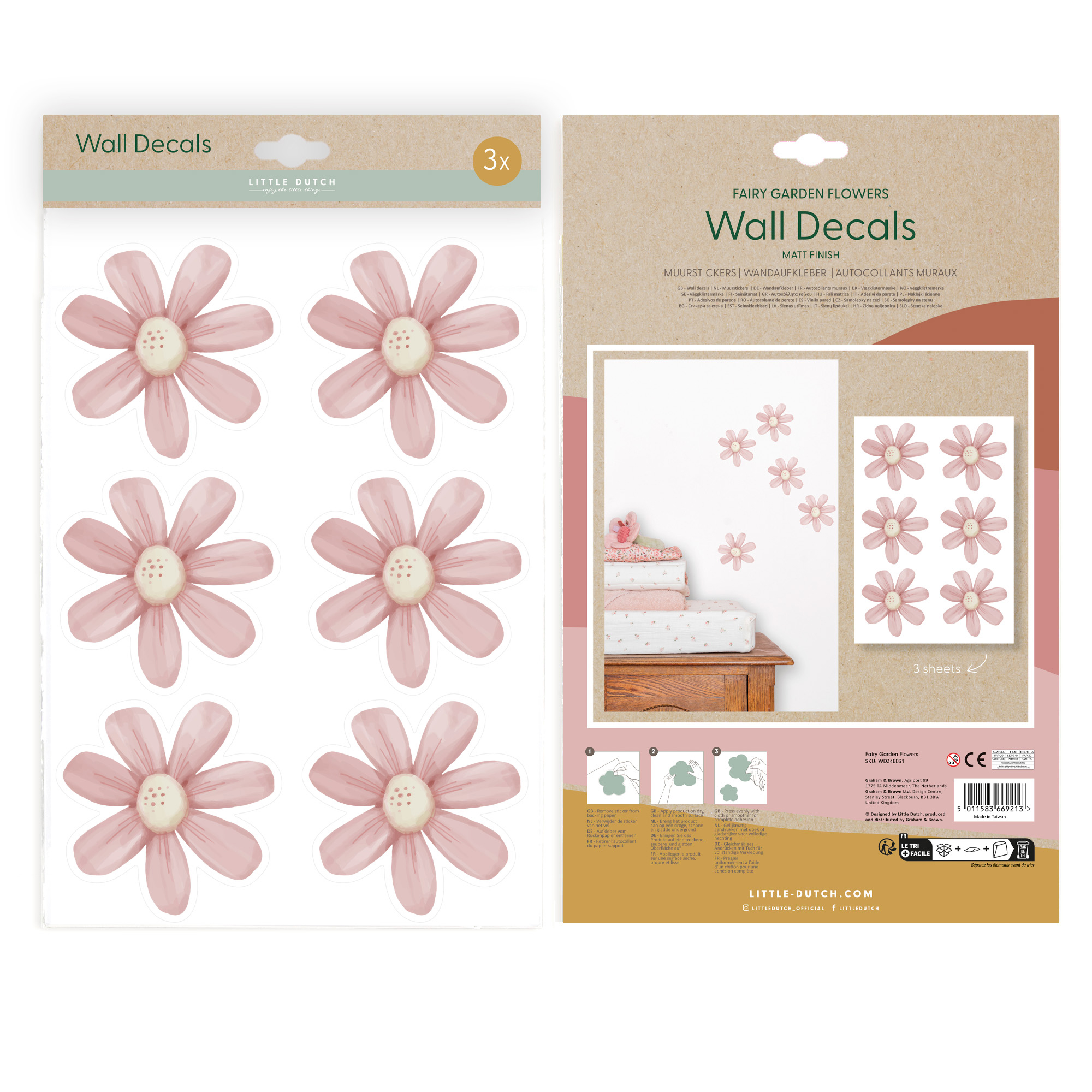 Muurstickers Fairy Garden Flowers (A4)