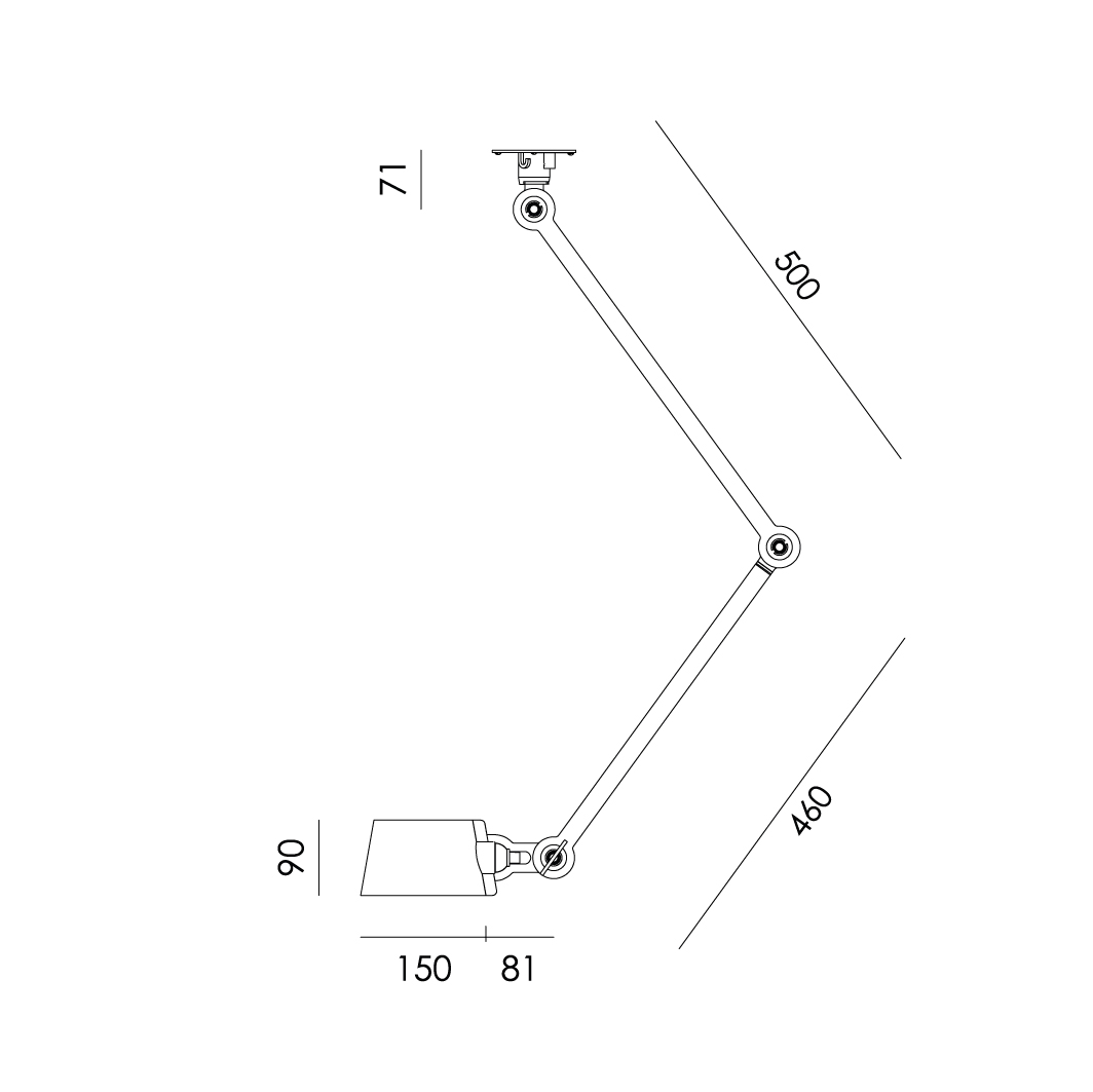Tonone plafondlamp Bolt 2 arms Side Fit Install