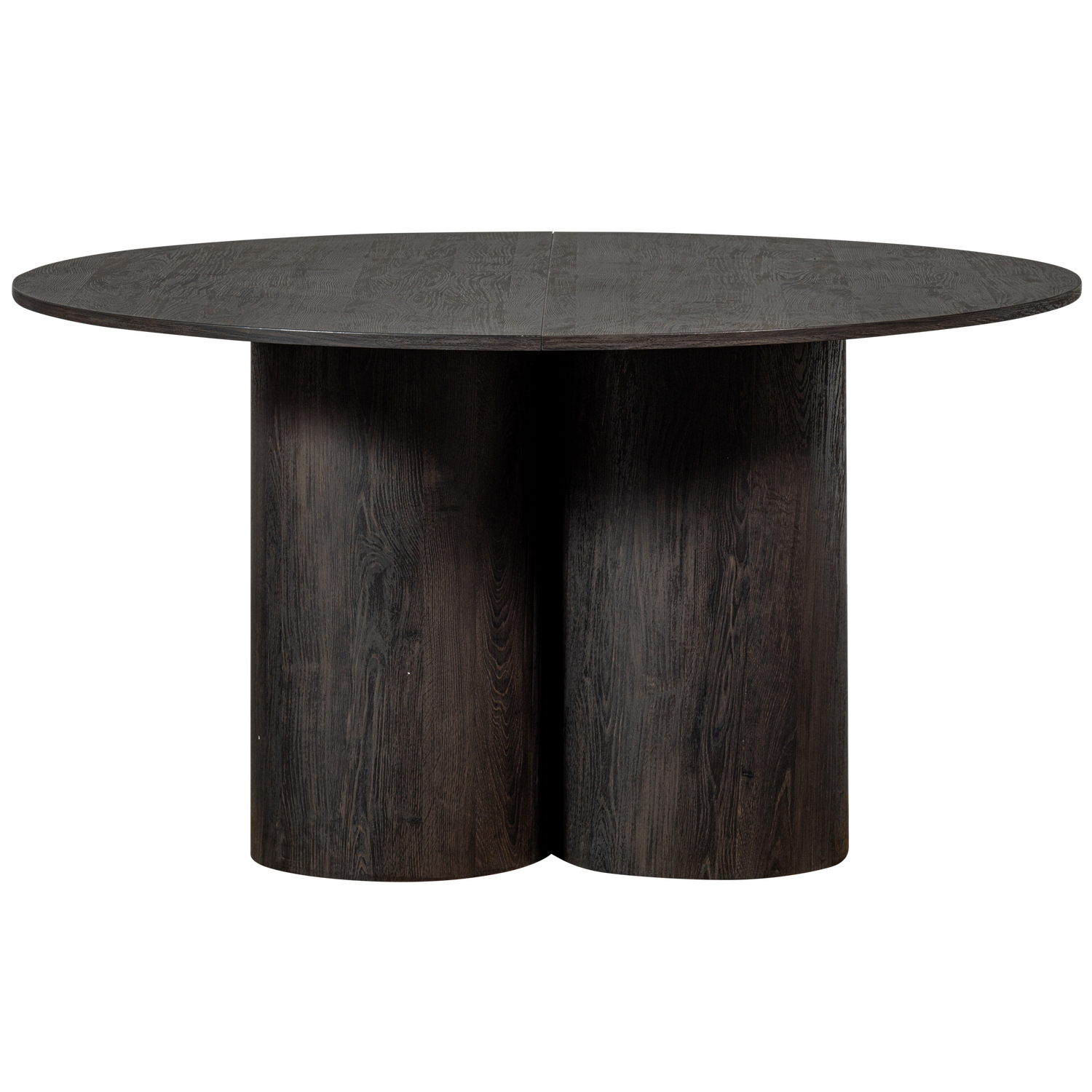 Oona eettafel rond met 3-poot mdf donkerbruin o140 cm