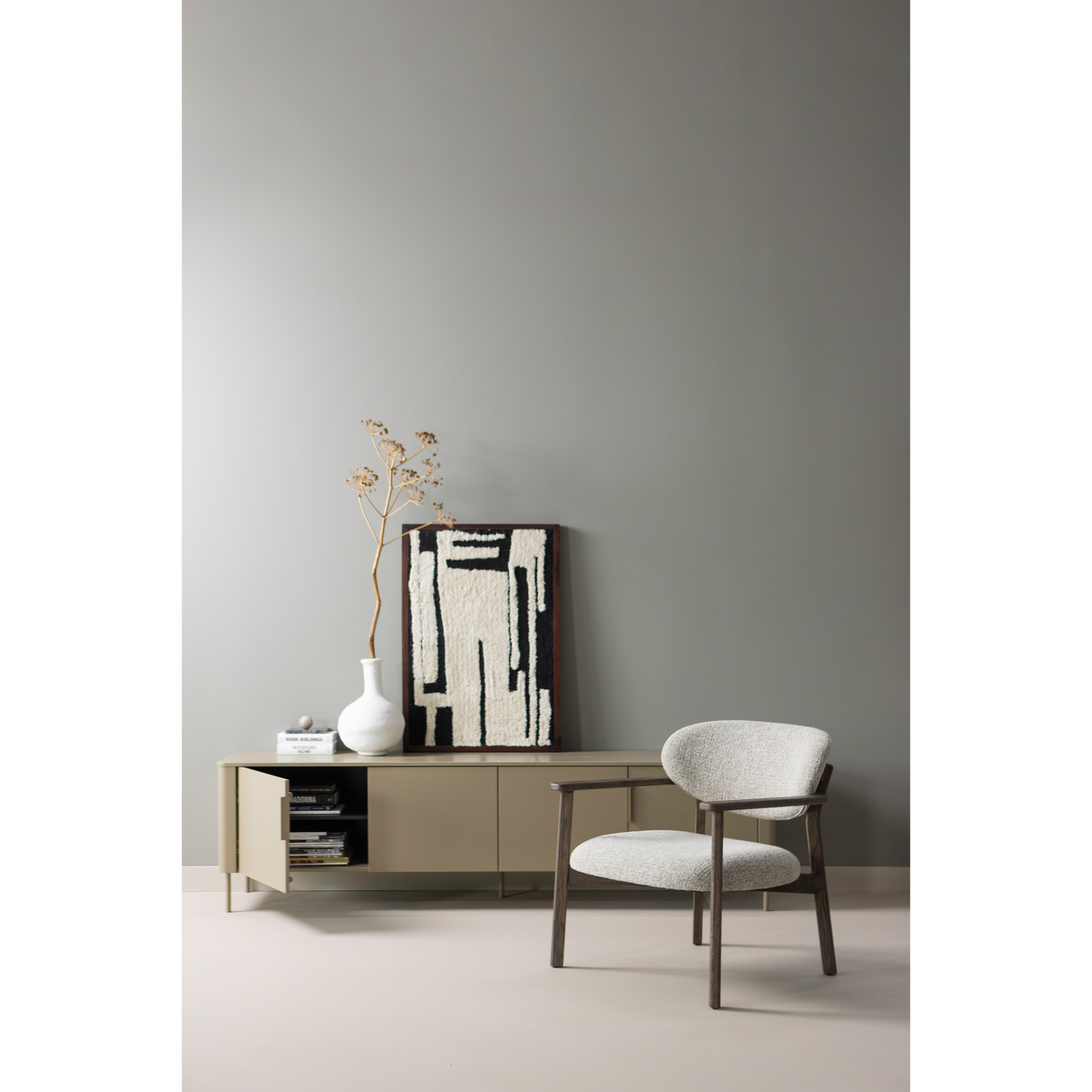 Udar fauteuil naturel met houten frame naturel
