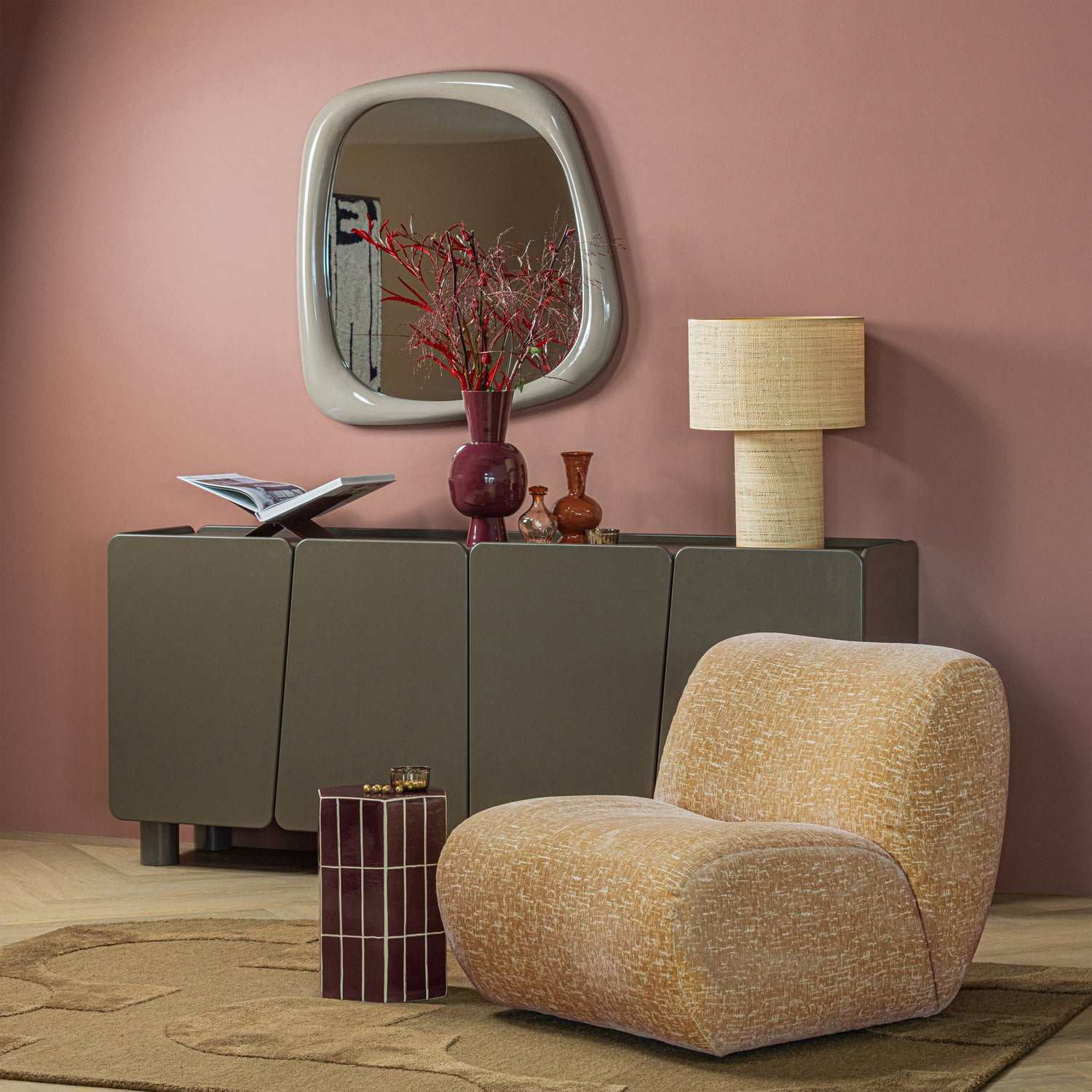 Plu decoratieve bijzettafel 42x30x26 cm keramiek paars