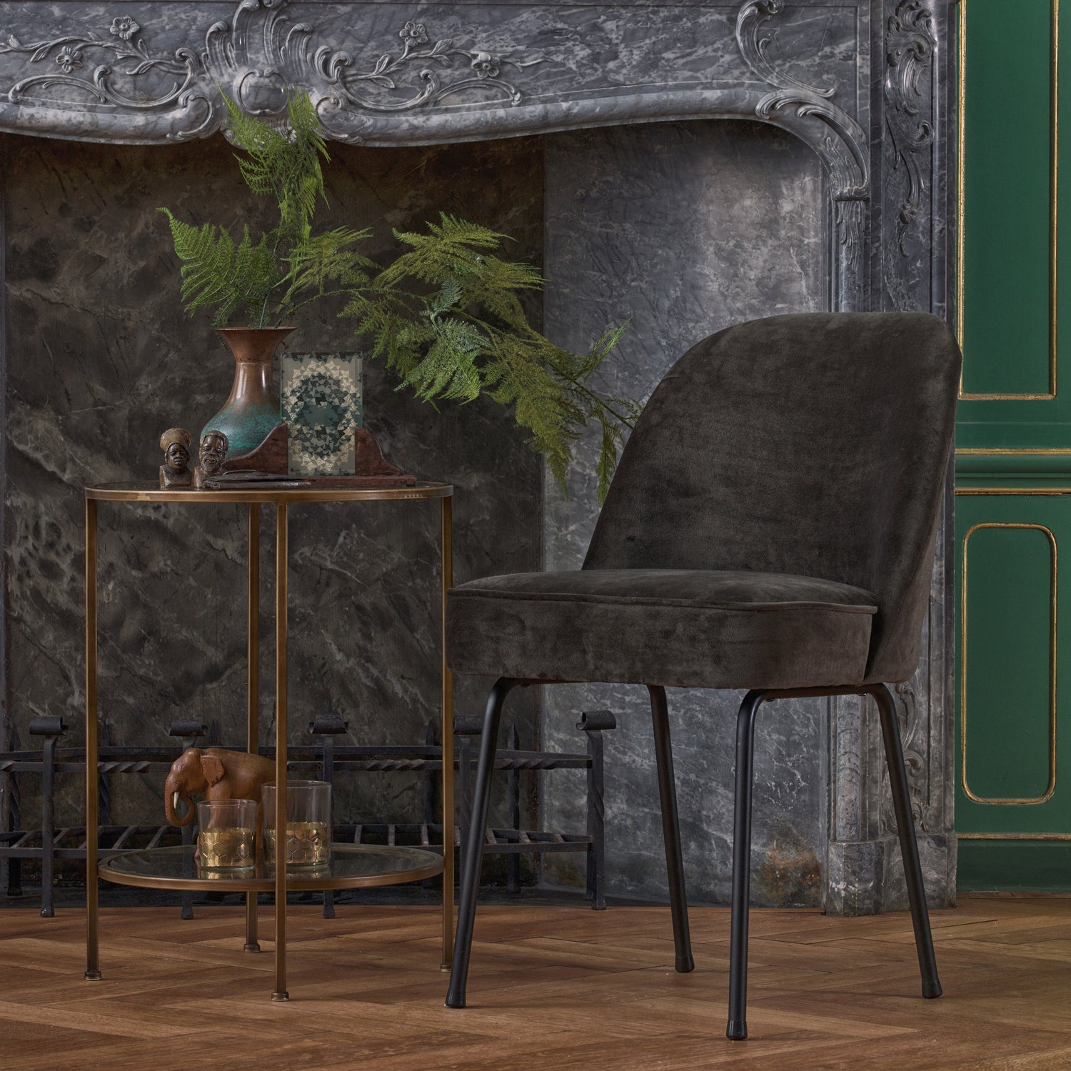Vogue eetkamerstoel structure velvet brass