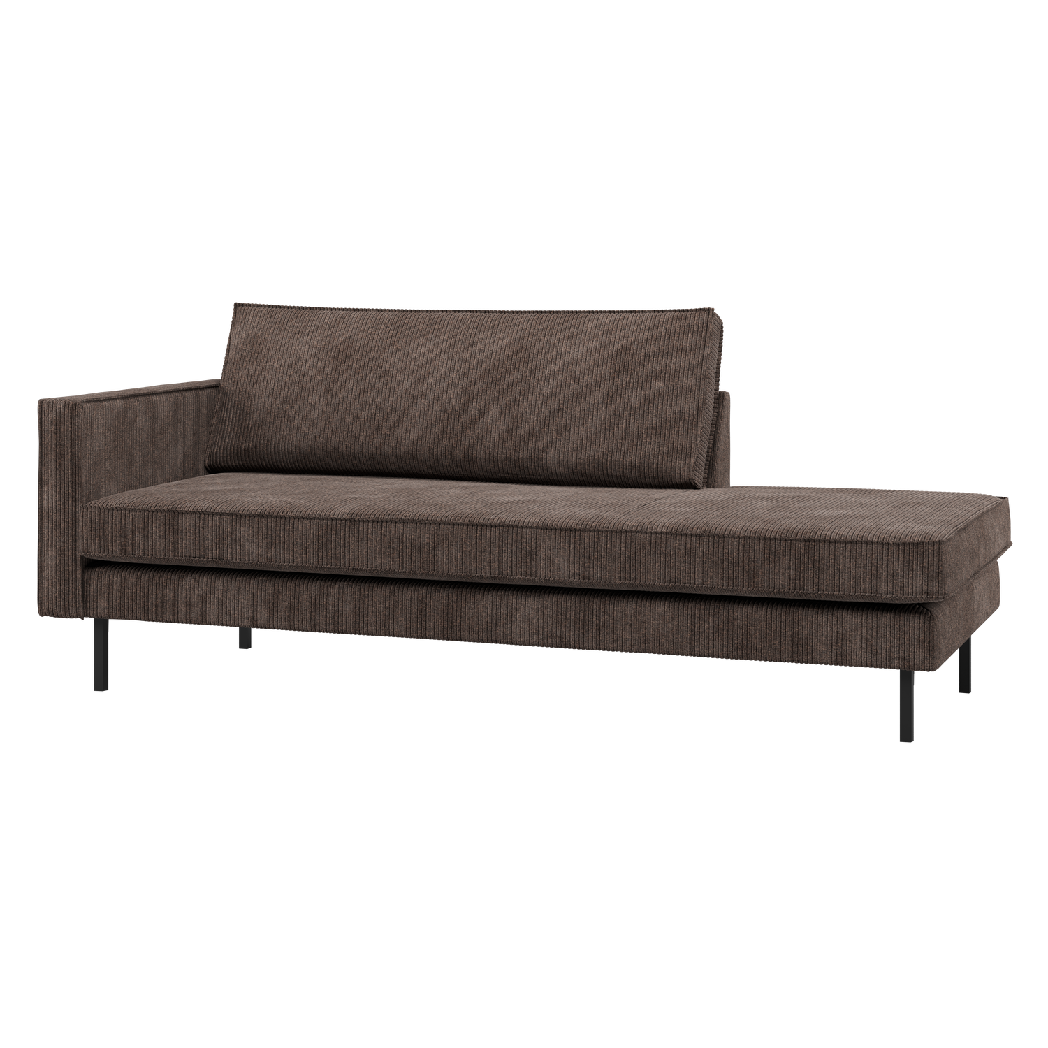 Rodeo daybed rechts ribstof bruin