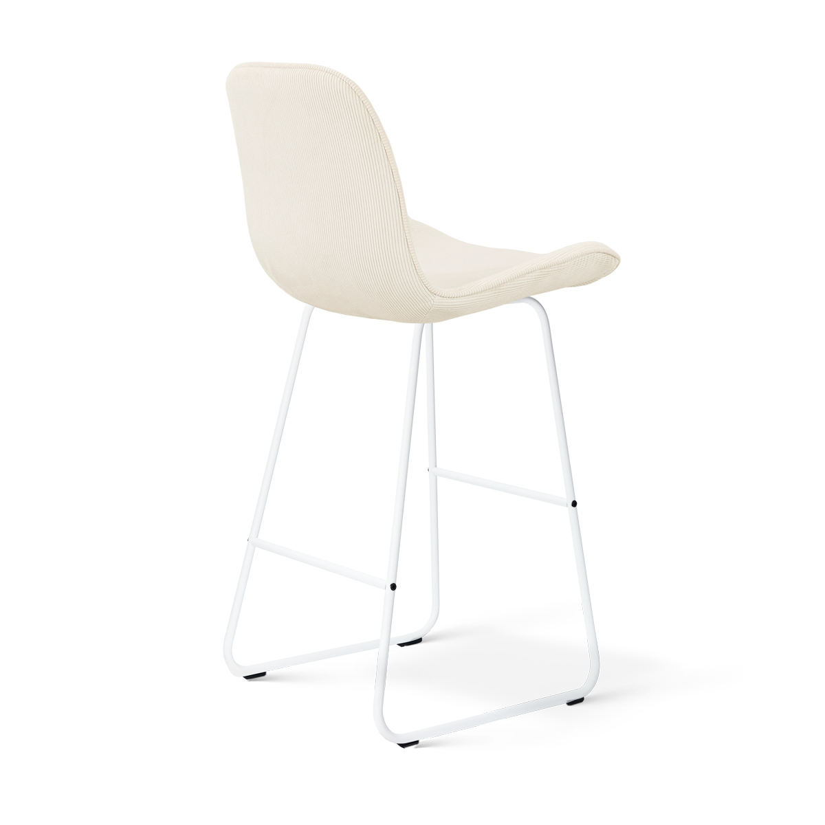 Barkruk Nino-Fé wit onderstel rib beige 75 cm