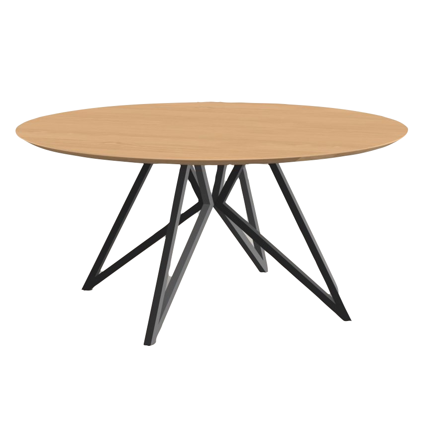 Studio HENK tafel Butterfly Rond QuadpodXL - zwart frame, hardwax light 3041