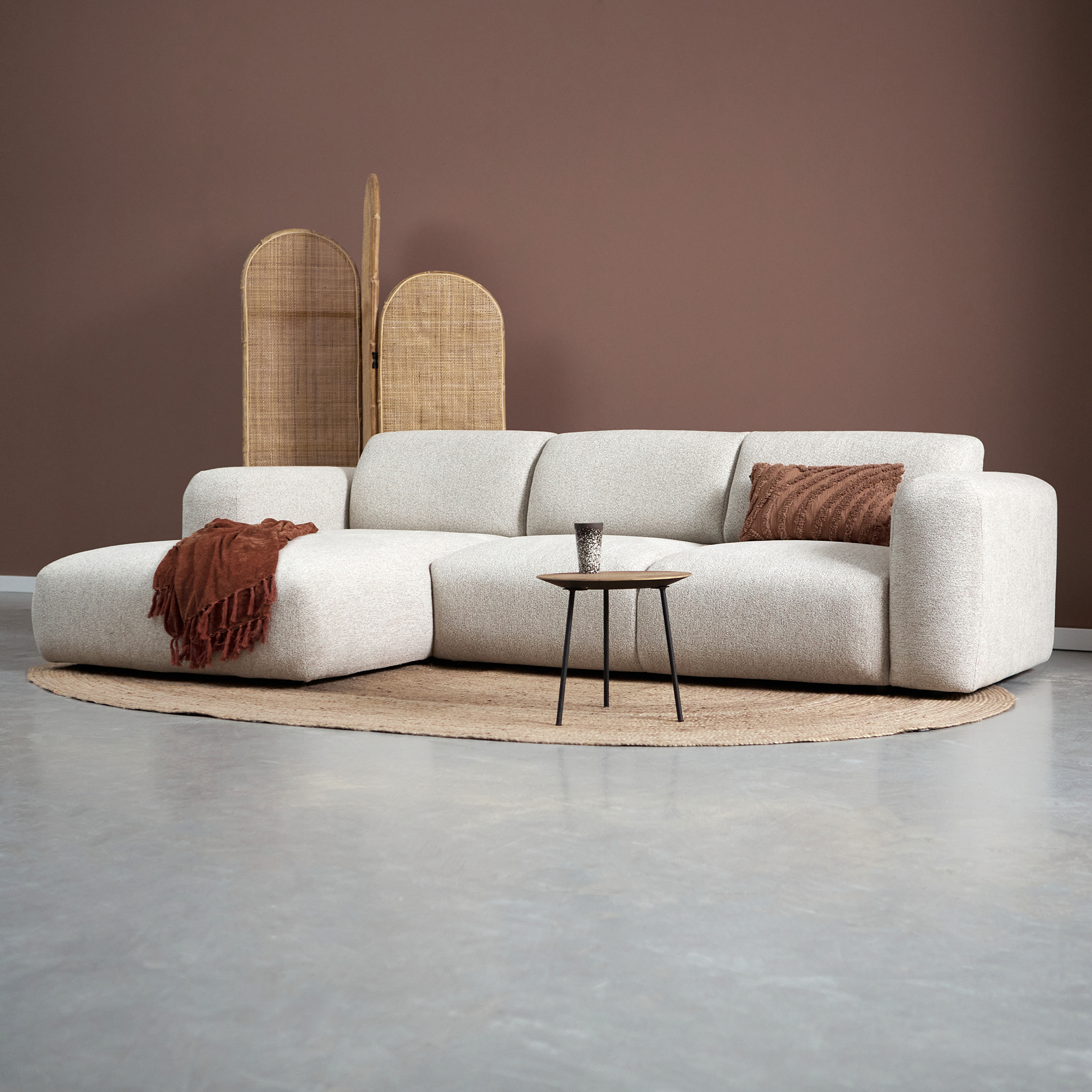 Riva Hoekbank Beige, Chaise Longue