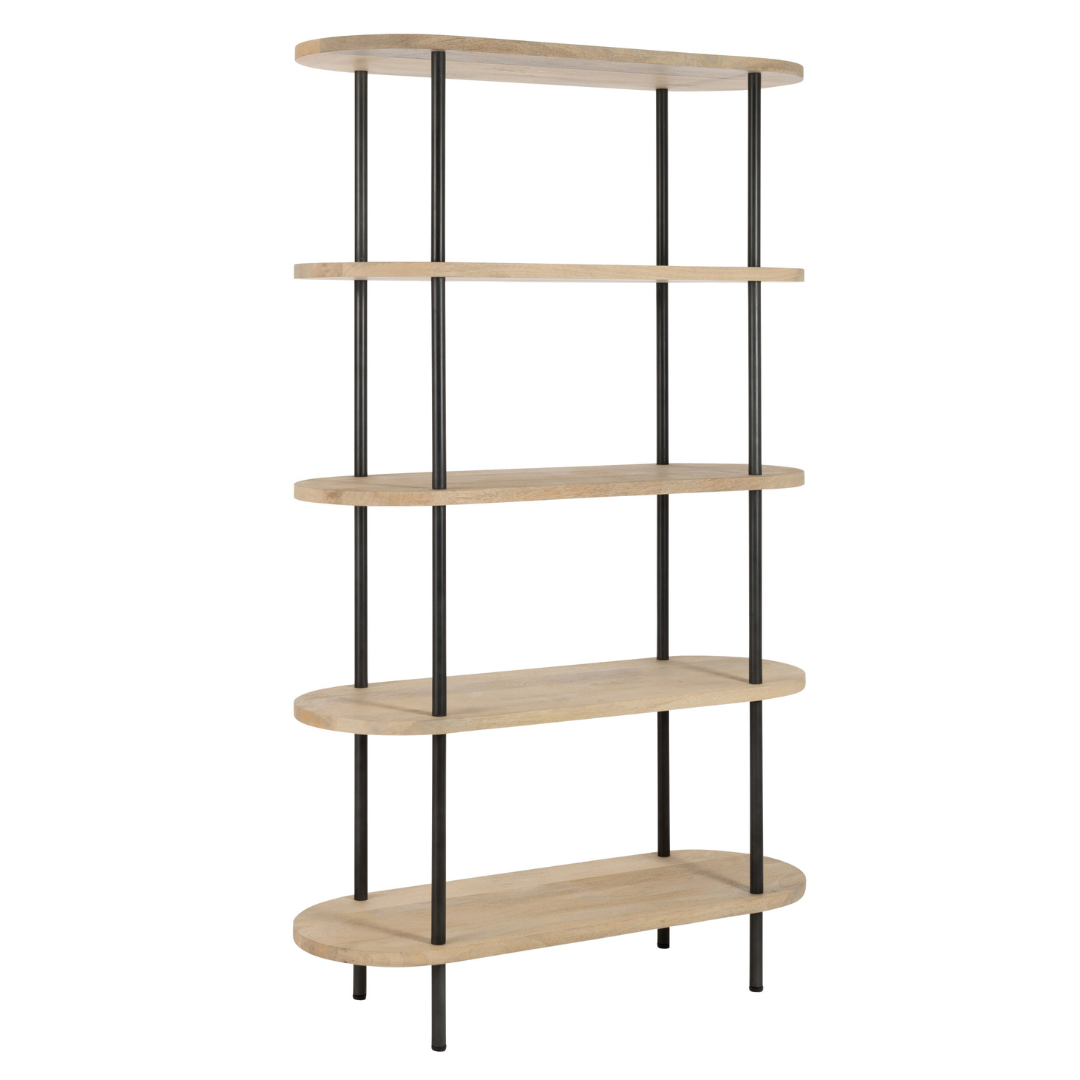 Rek Eli 5 planken mangohout/staal Naturel